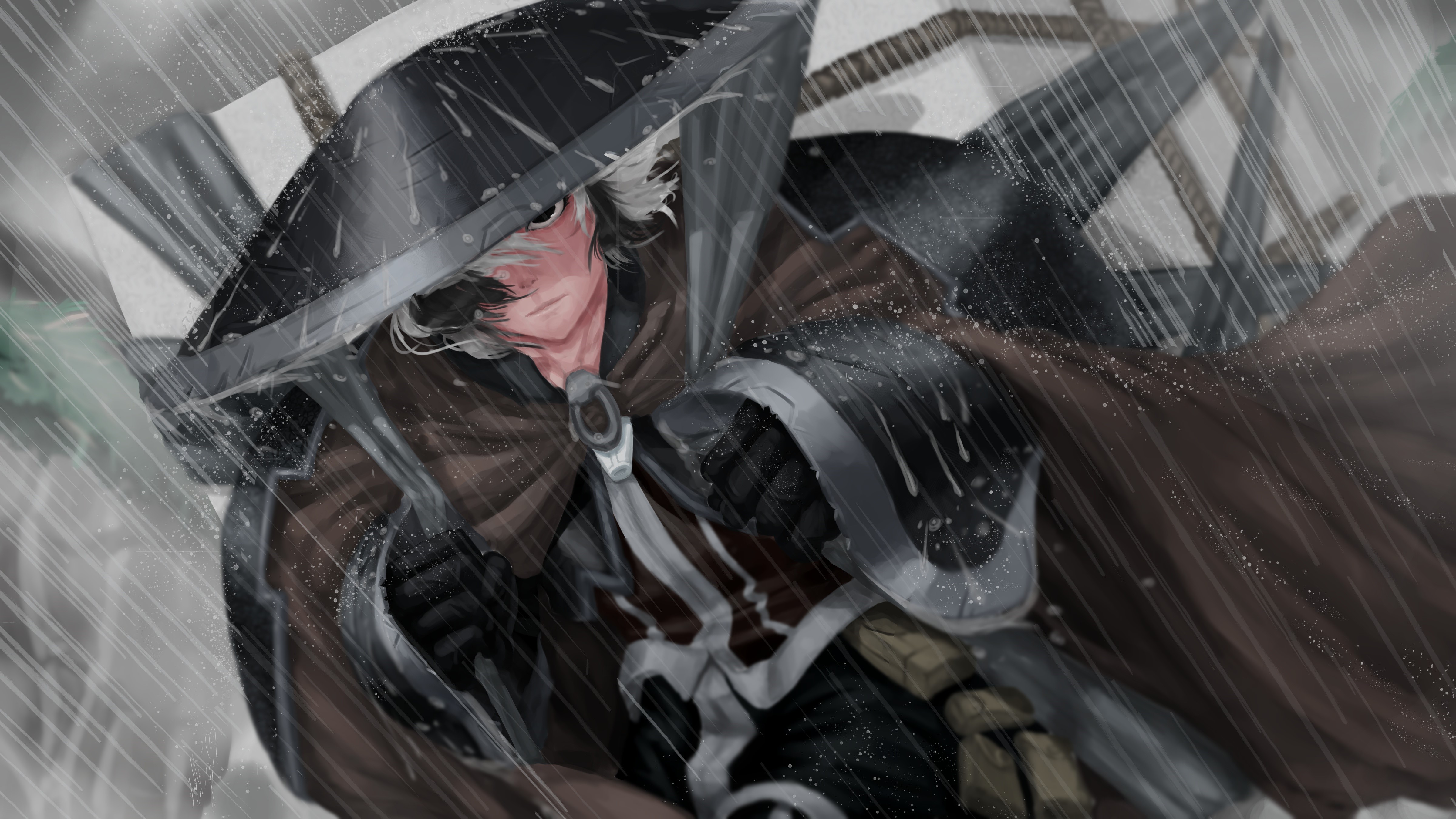 Samurai in the Rain HD Wallpaper