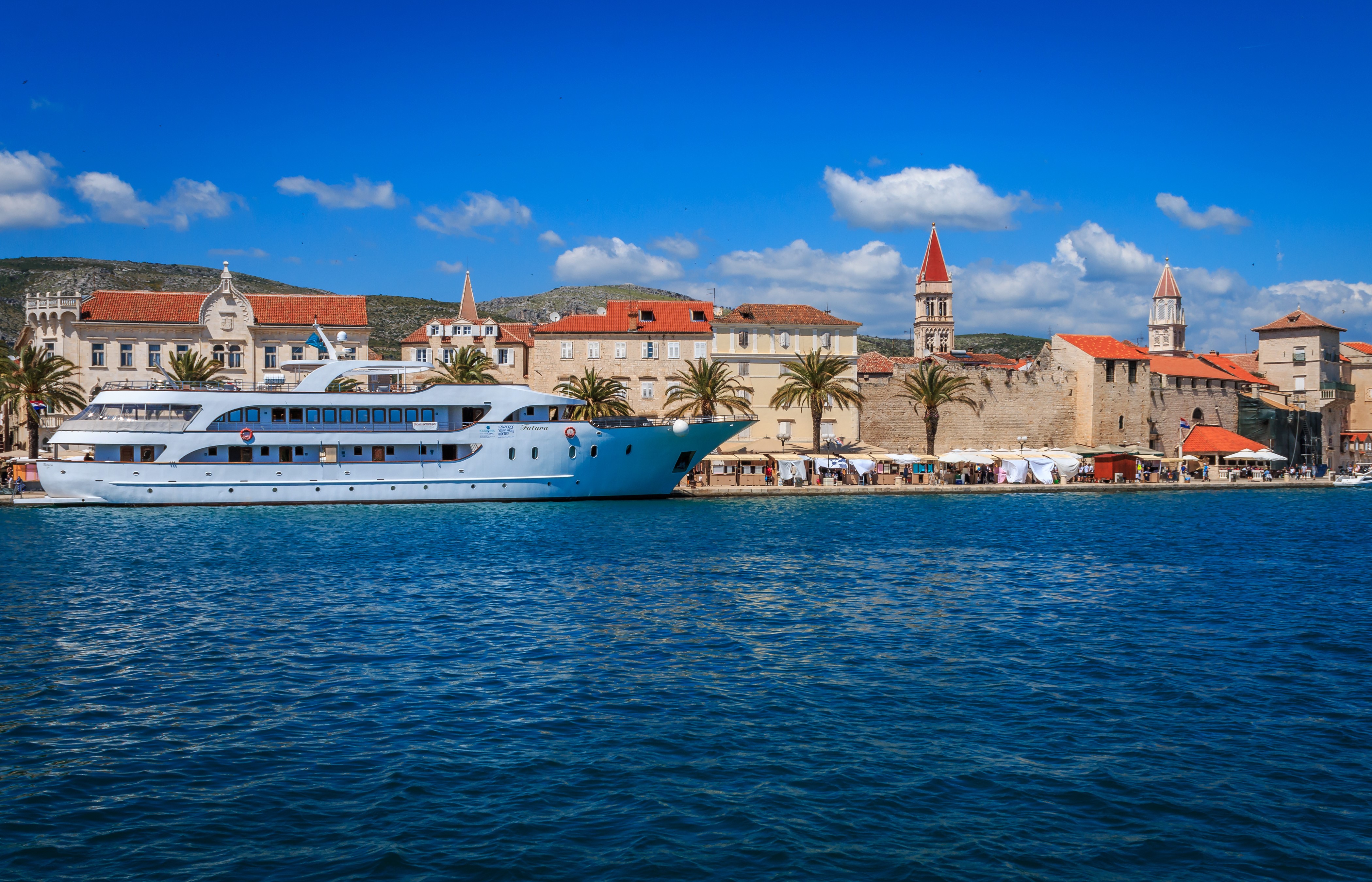 4K Trogir Croatia Ship and Bay HD Wallpaper