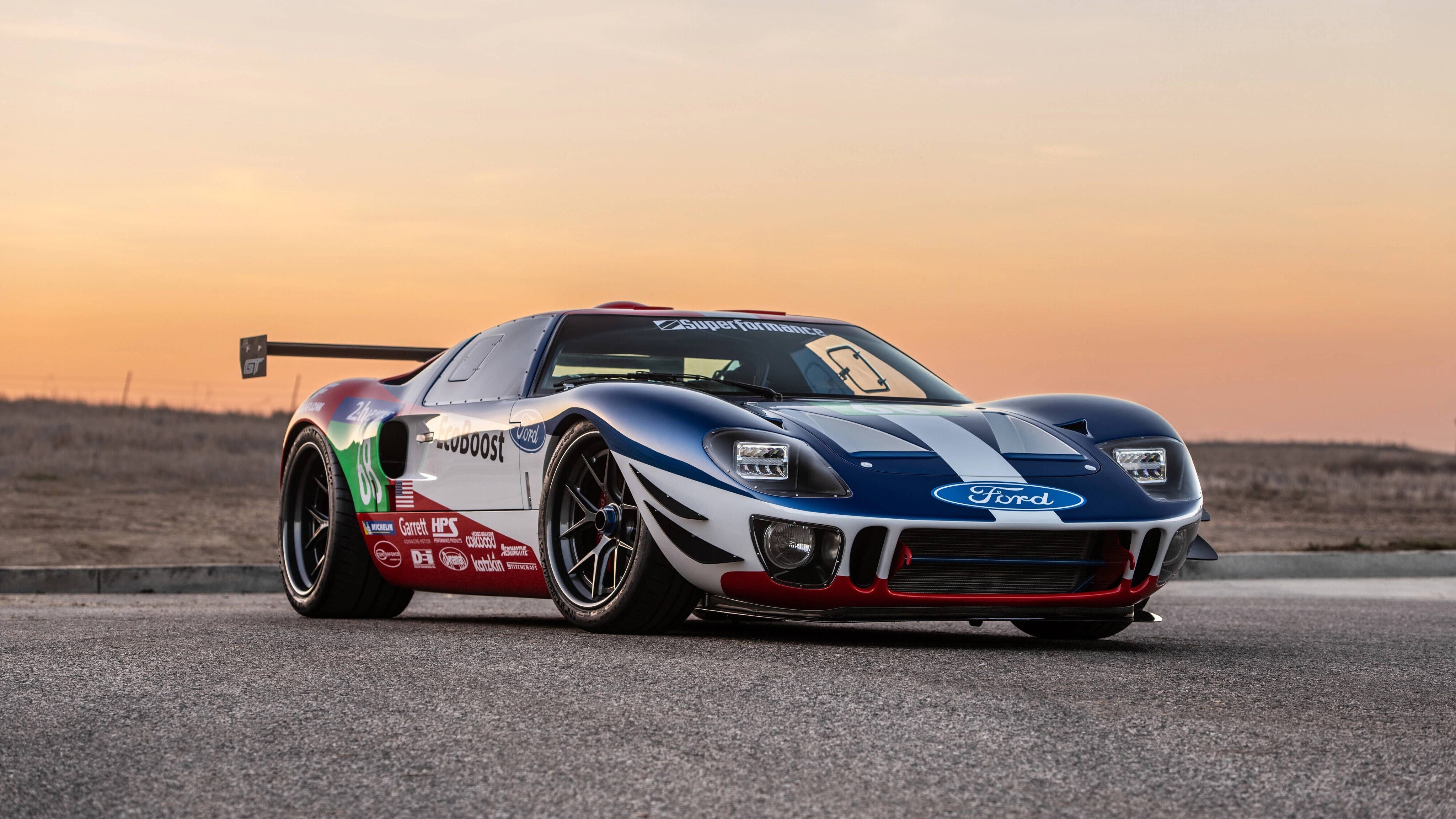 Ford GT40 Superformance race car at sunset HD Wallpaper
