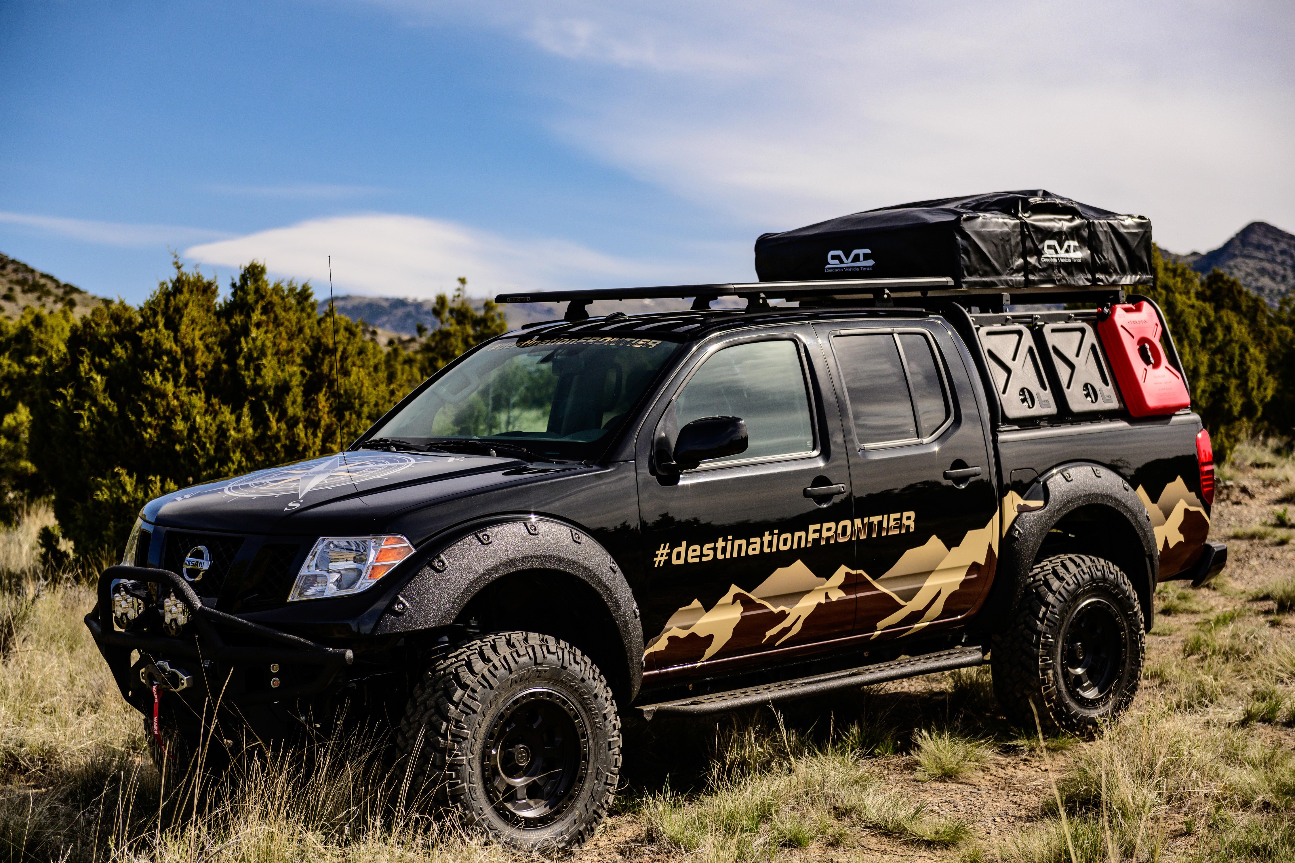 4K Black Nissan Frontier with Destination Frontier Decals HD Wallpaper