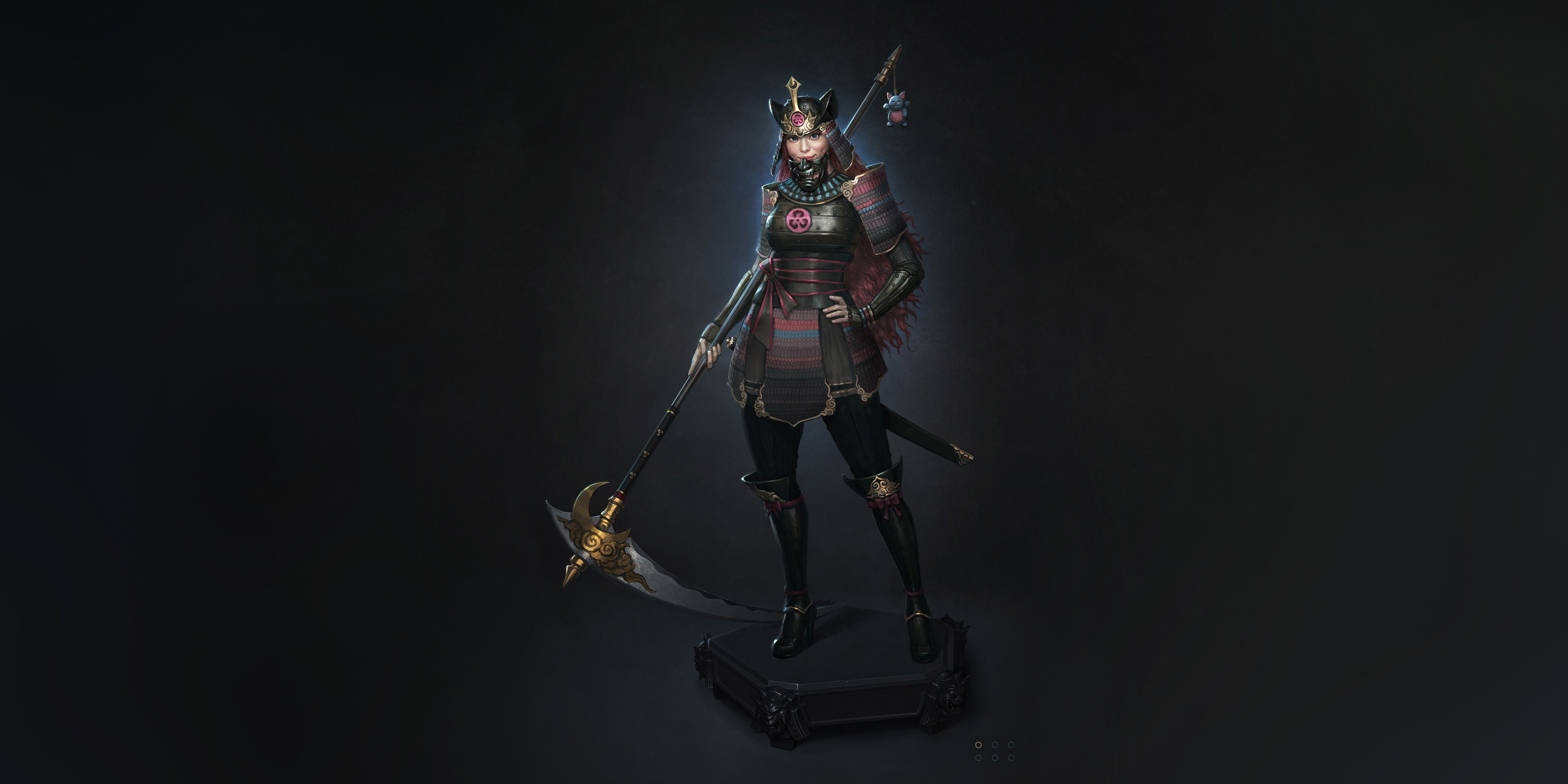 4K Samurai Warrior with Scythe by Dan Pogrebn HD Wallpaper