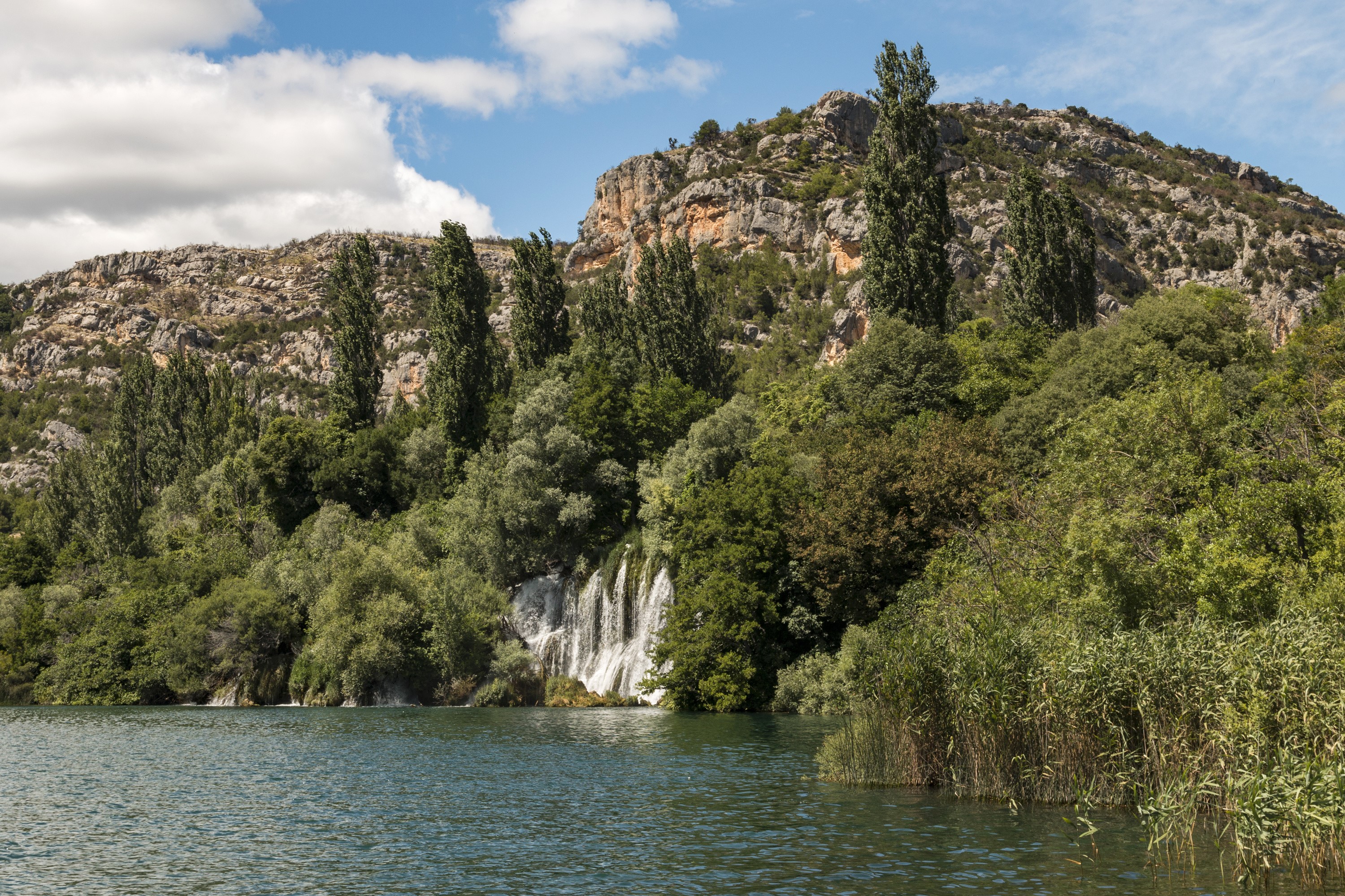 Waterfalls and trees in Krka National Park, Croatia HD Wallpaper