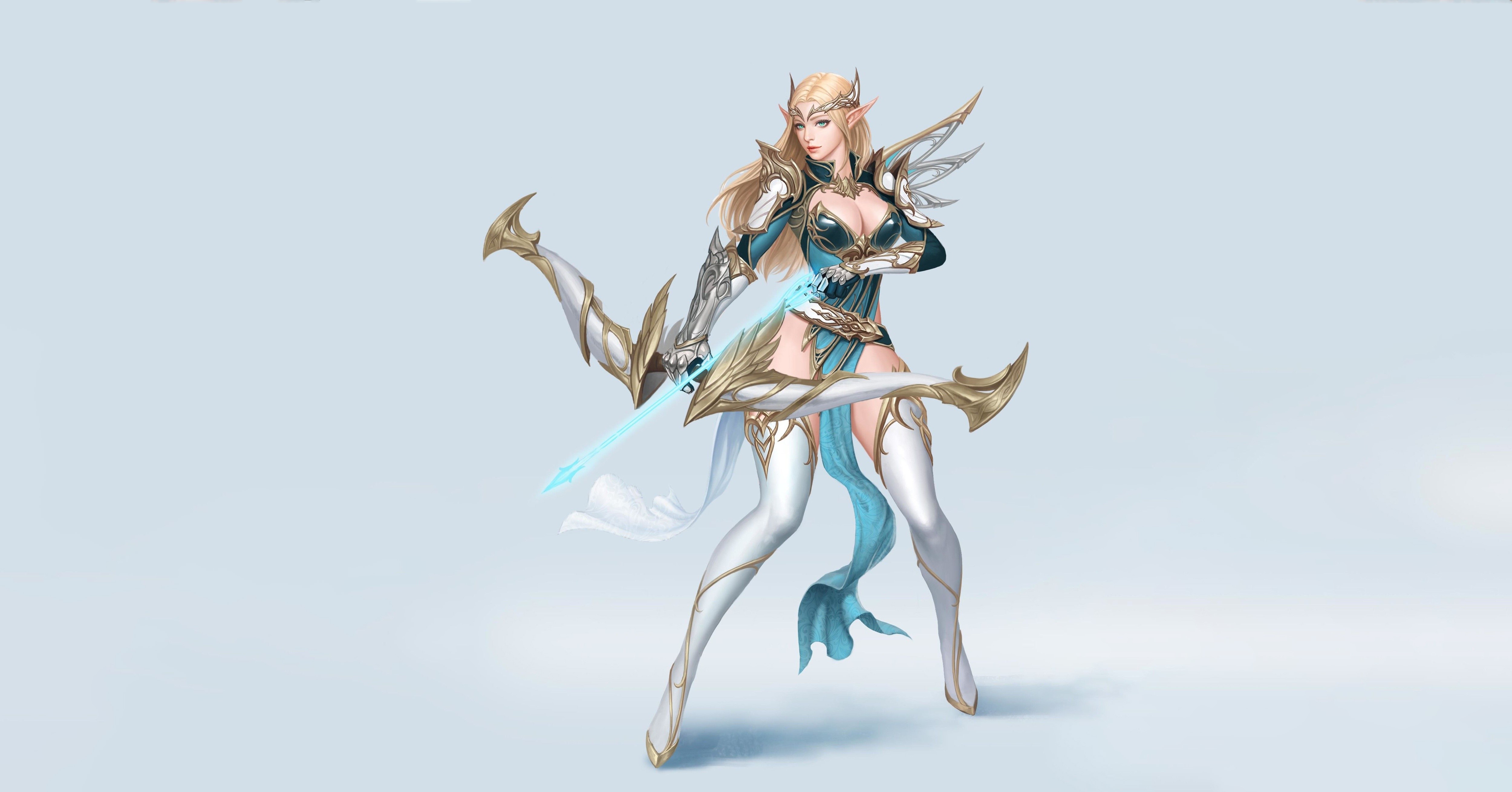 Elf Archer Warrior with Bow HD Wallpaper
