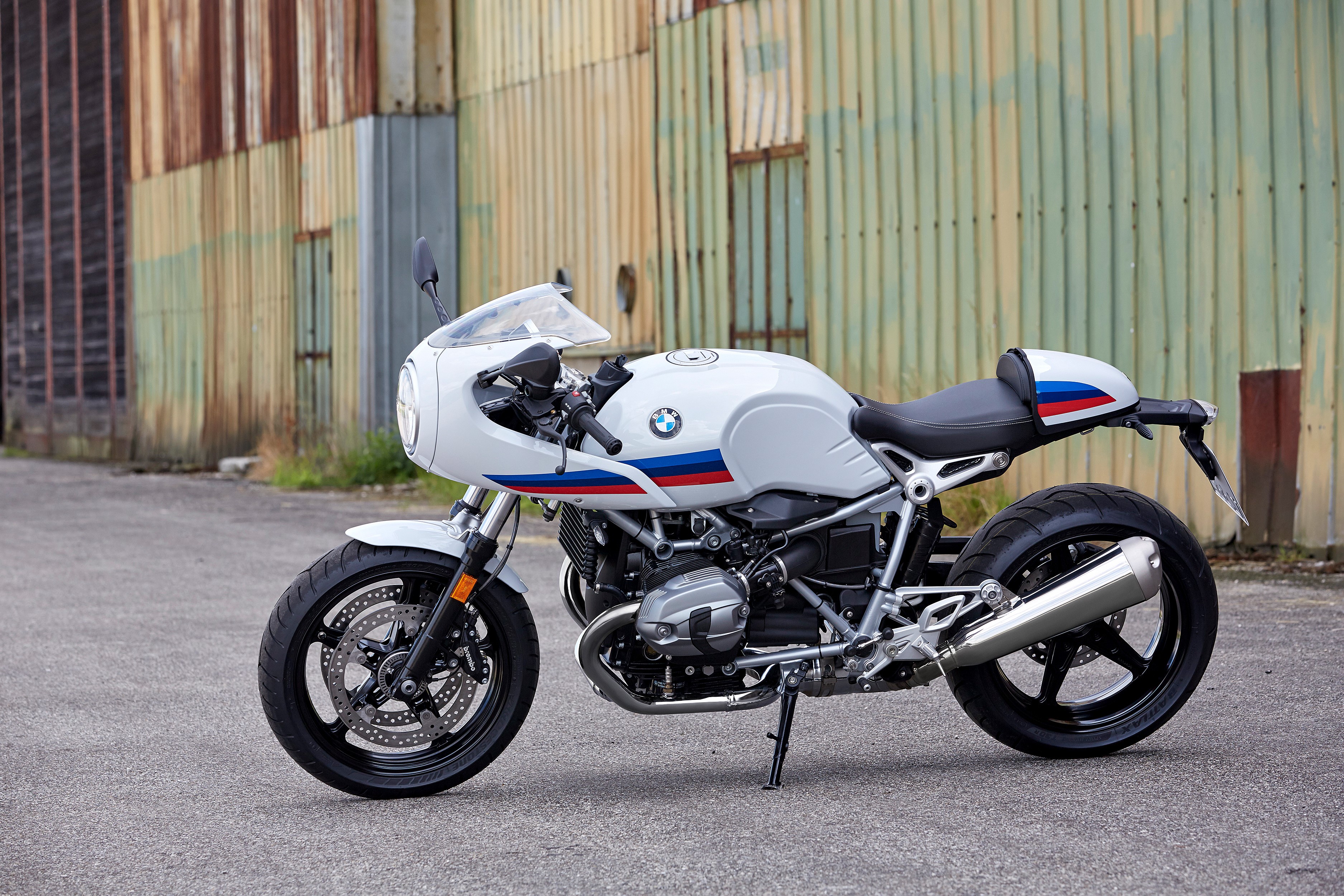 BMW R nineT Racer motorcycle parked outdoors HD Wallpaper