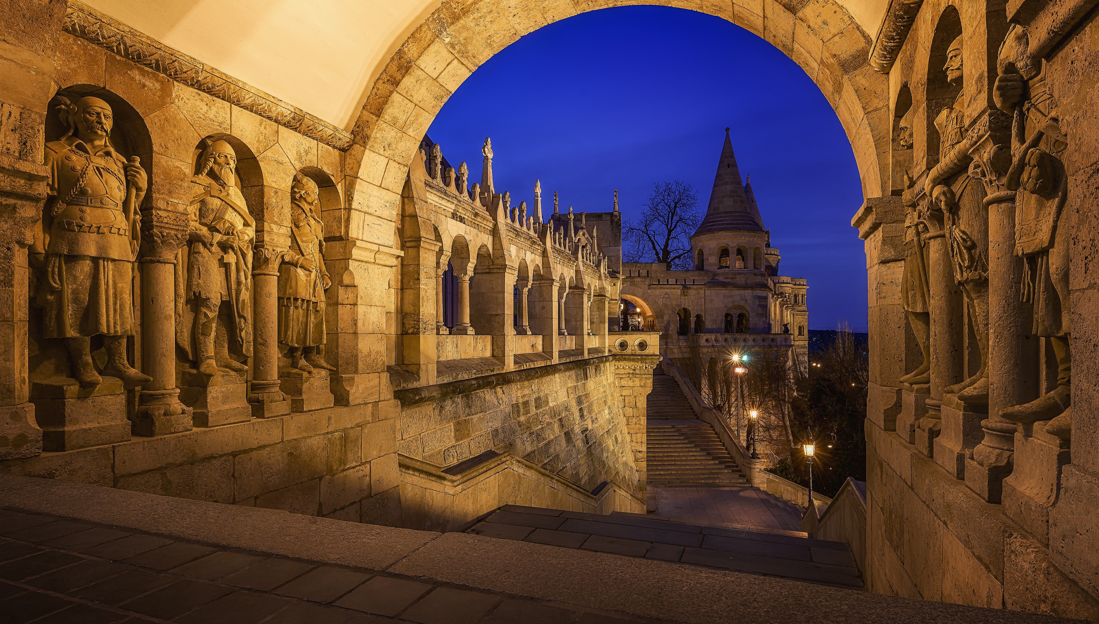Fisherman's Bastion in Budapest, Hungary at Night HD Wallpaper