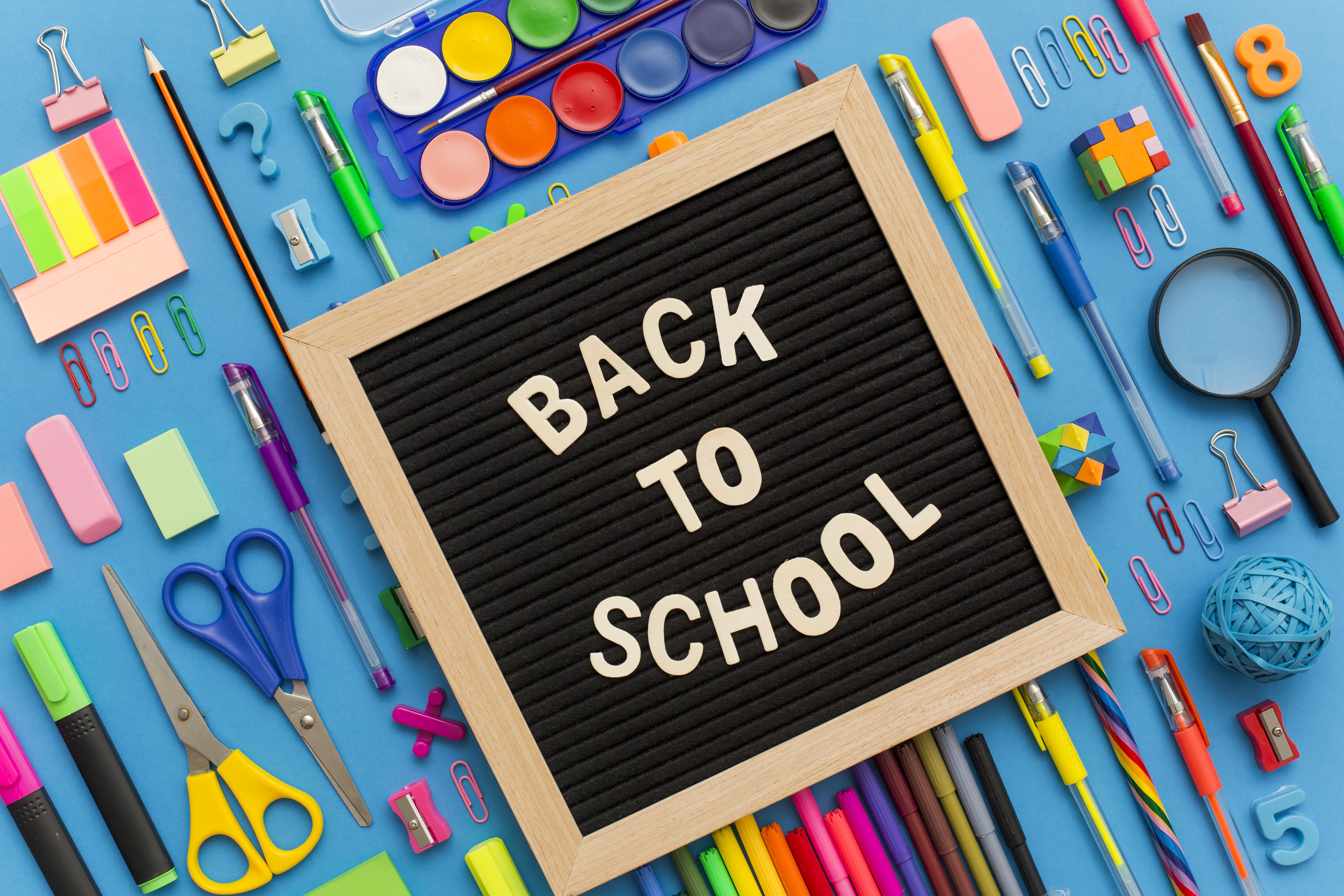Back to School Stationery Flat Lay HD Wallpaper