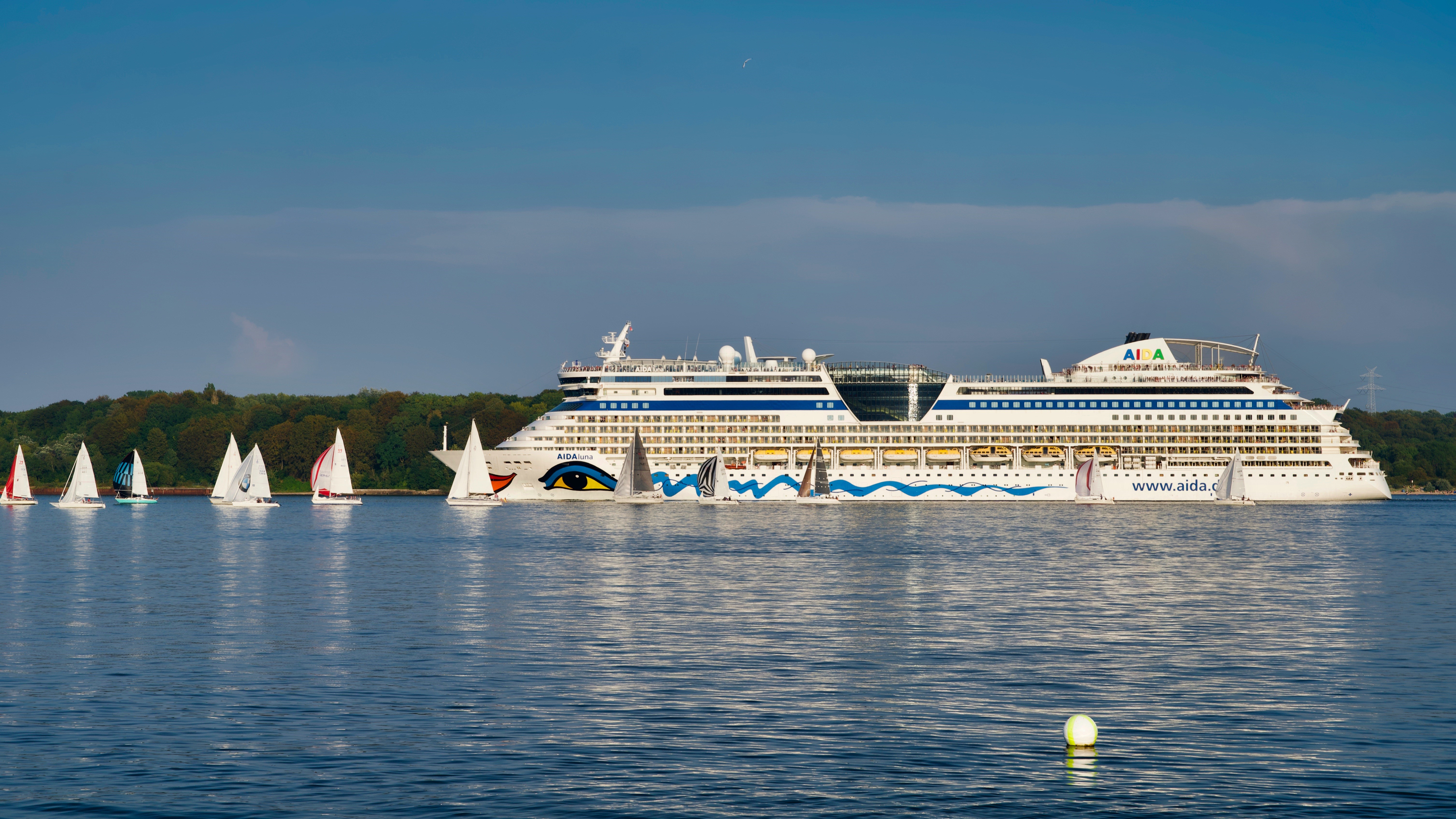 AIDAluna Cruise Ship with Sailboats HD Wallpaper
