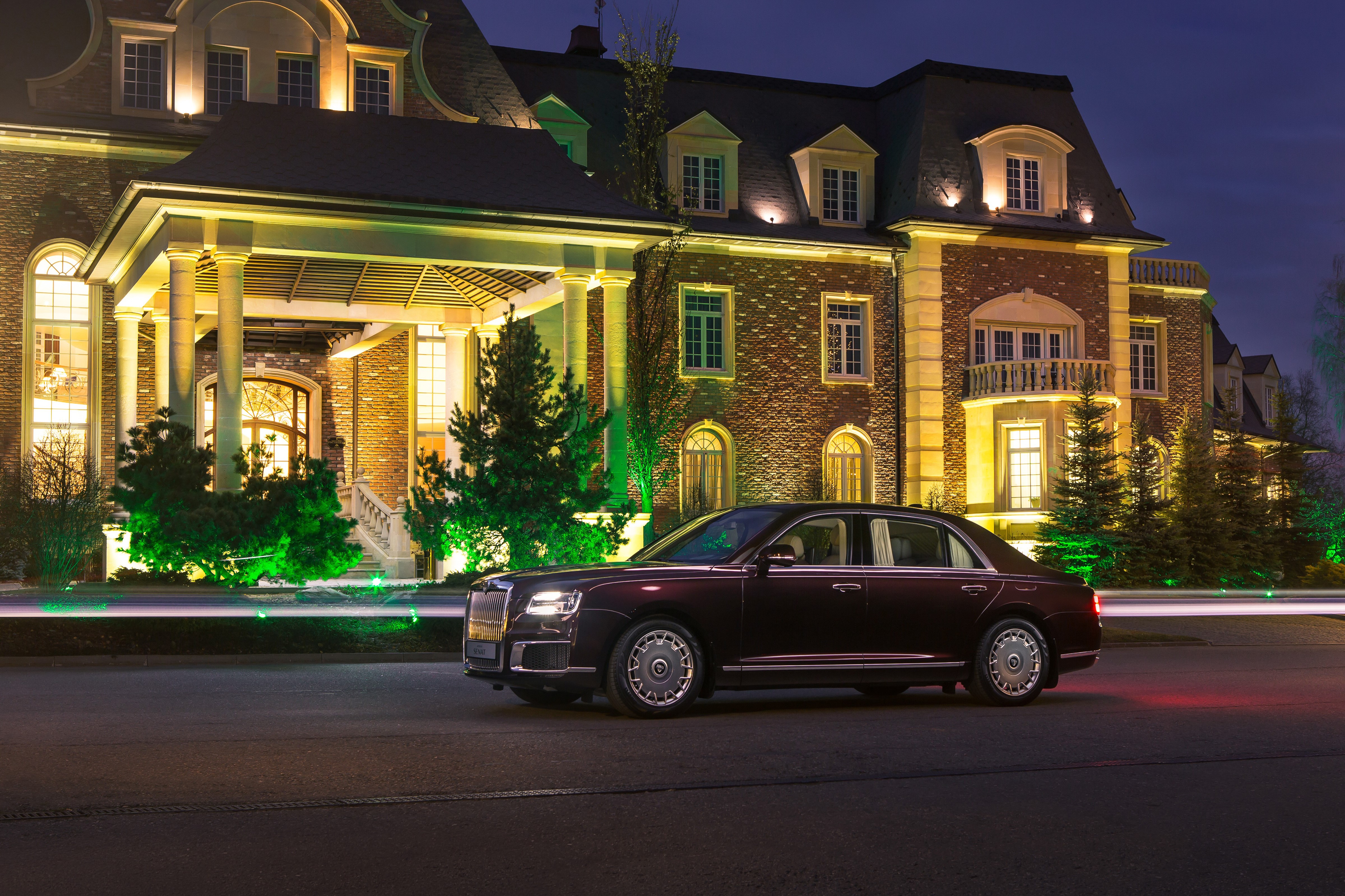 Aurus Senat S600 wine color sedan HD Wallpaper