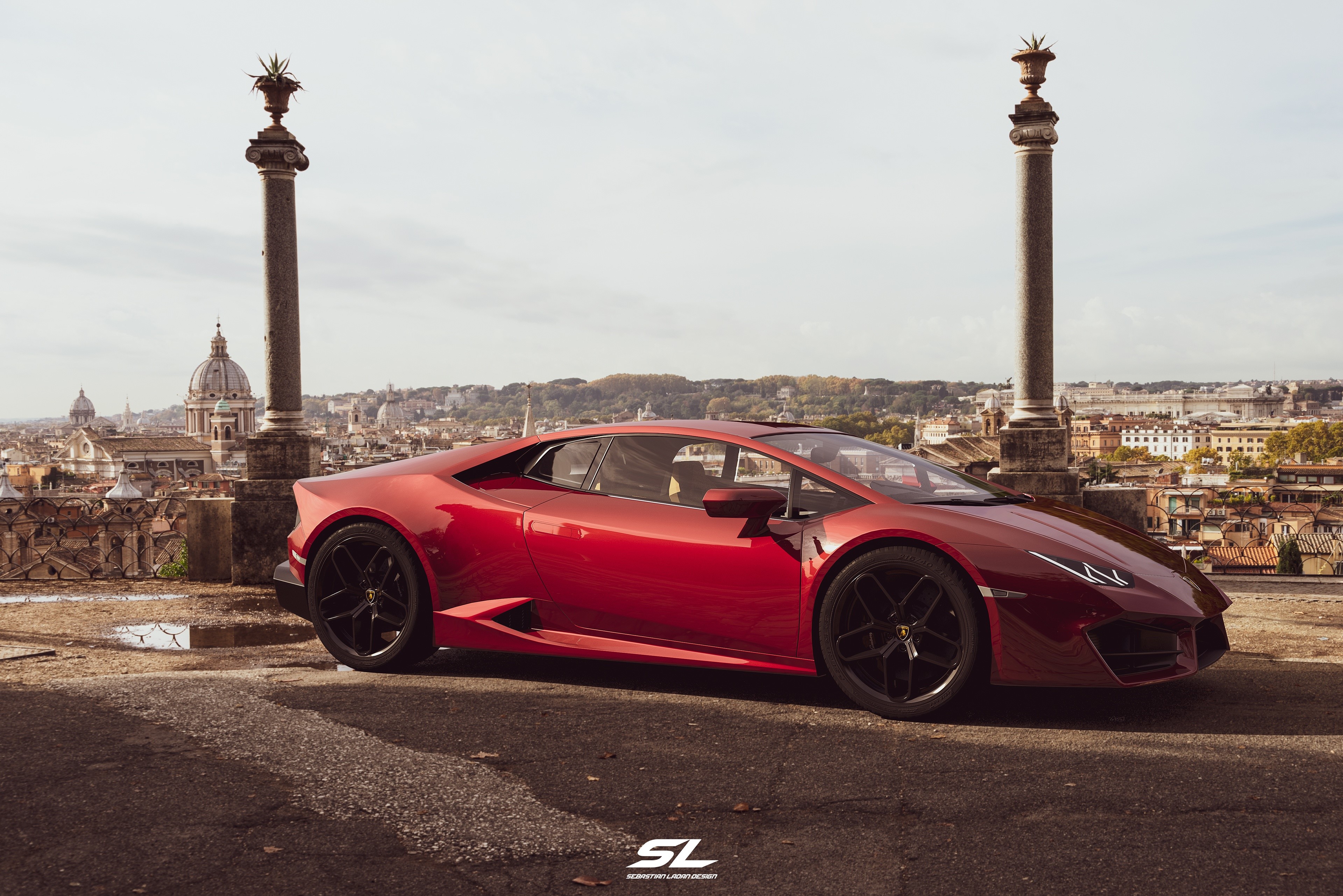 Red Lamborghini Huracan LP-580 by Sebastian Ladan HD Wallpaper