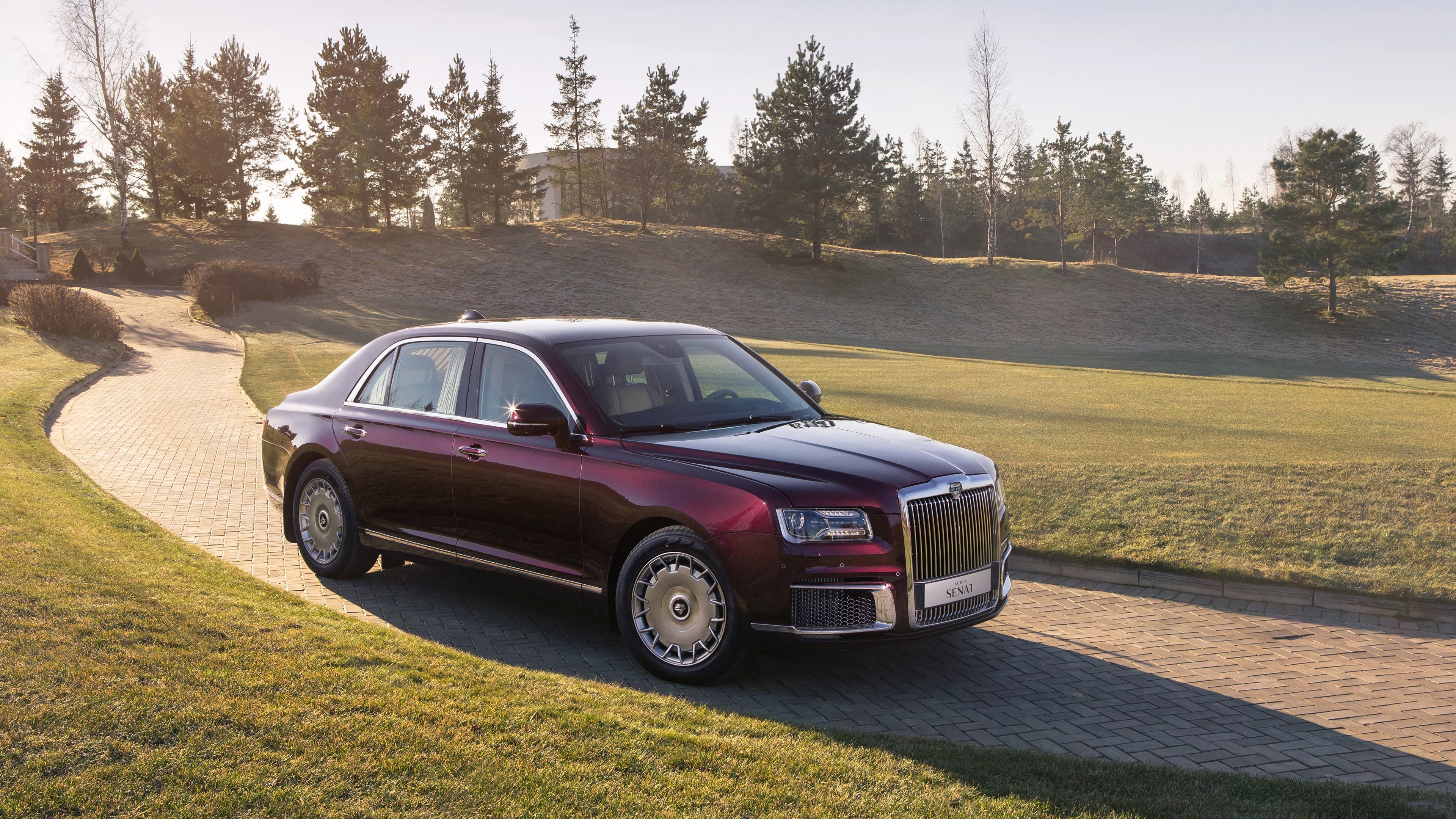 Aurus Senat 2019 car on a driveway HD Wallpaper