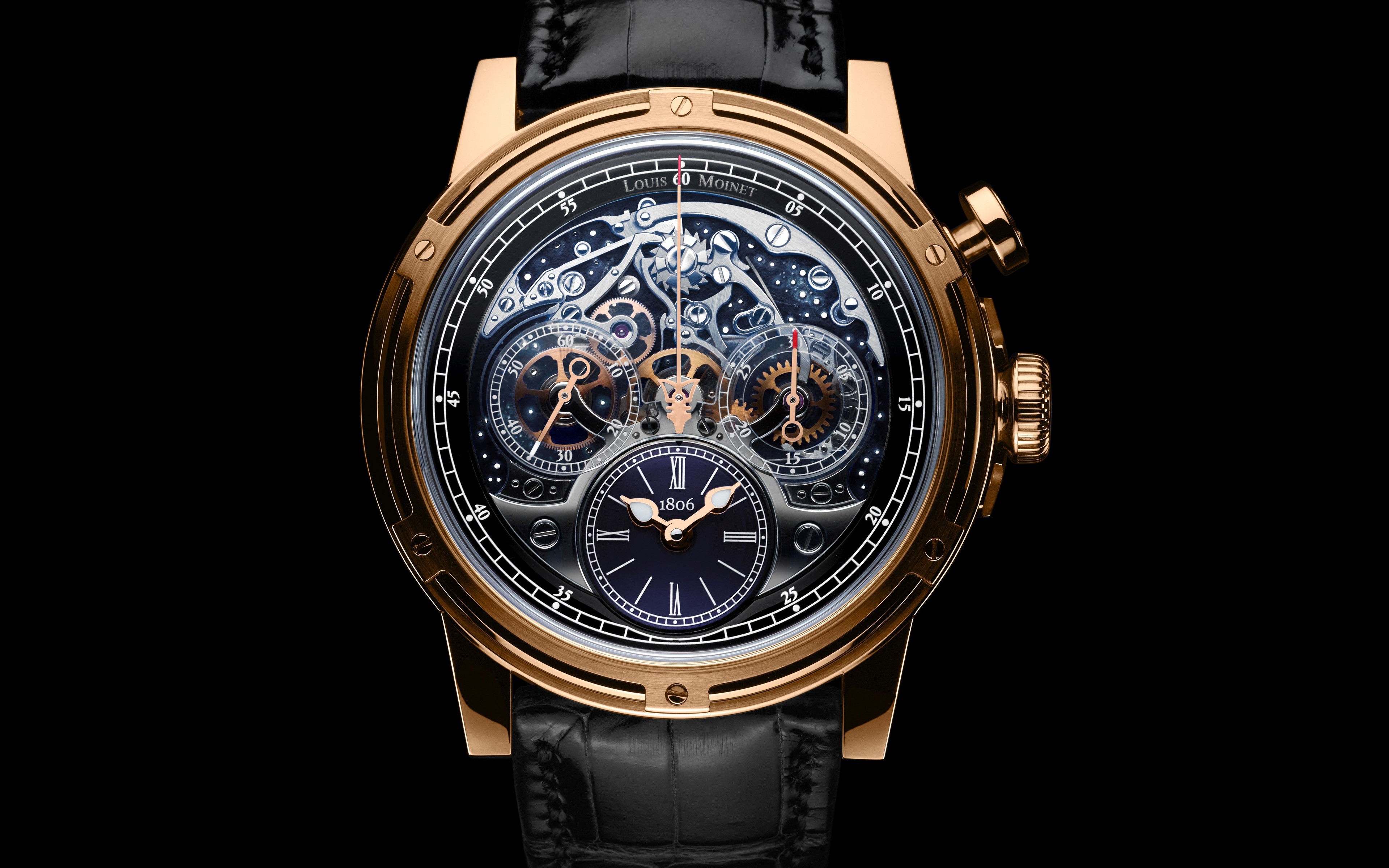 4K Louis Moinet Memoris Gold Watch Mechanism HD Wallpaper