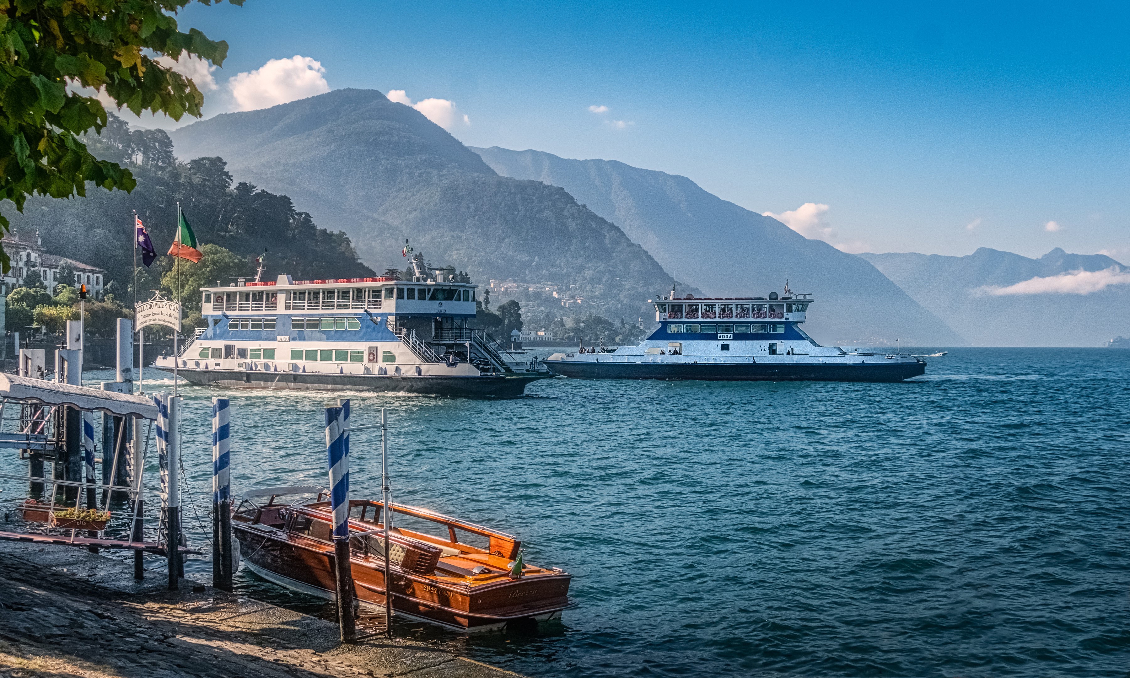 Ferries on Lake Como near Bellagio, Italy HD Wallpaper