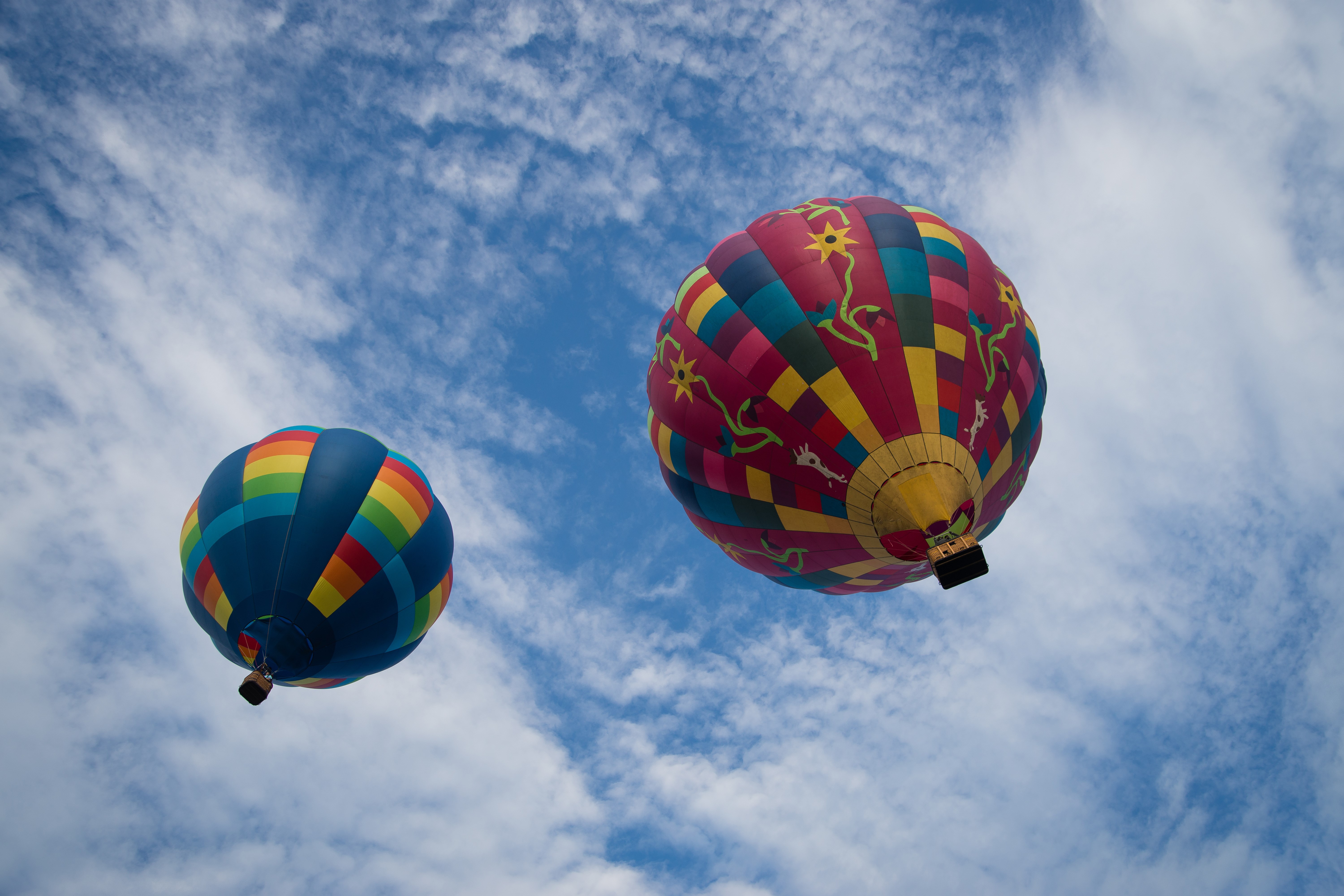 Two hot air balloons in the sky HD Wallpaper