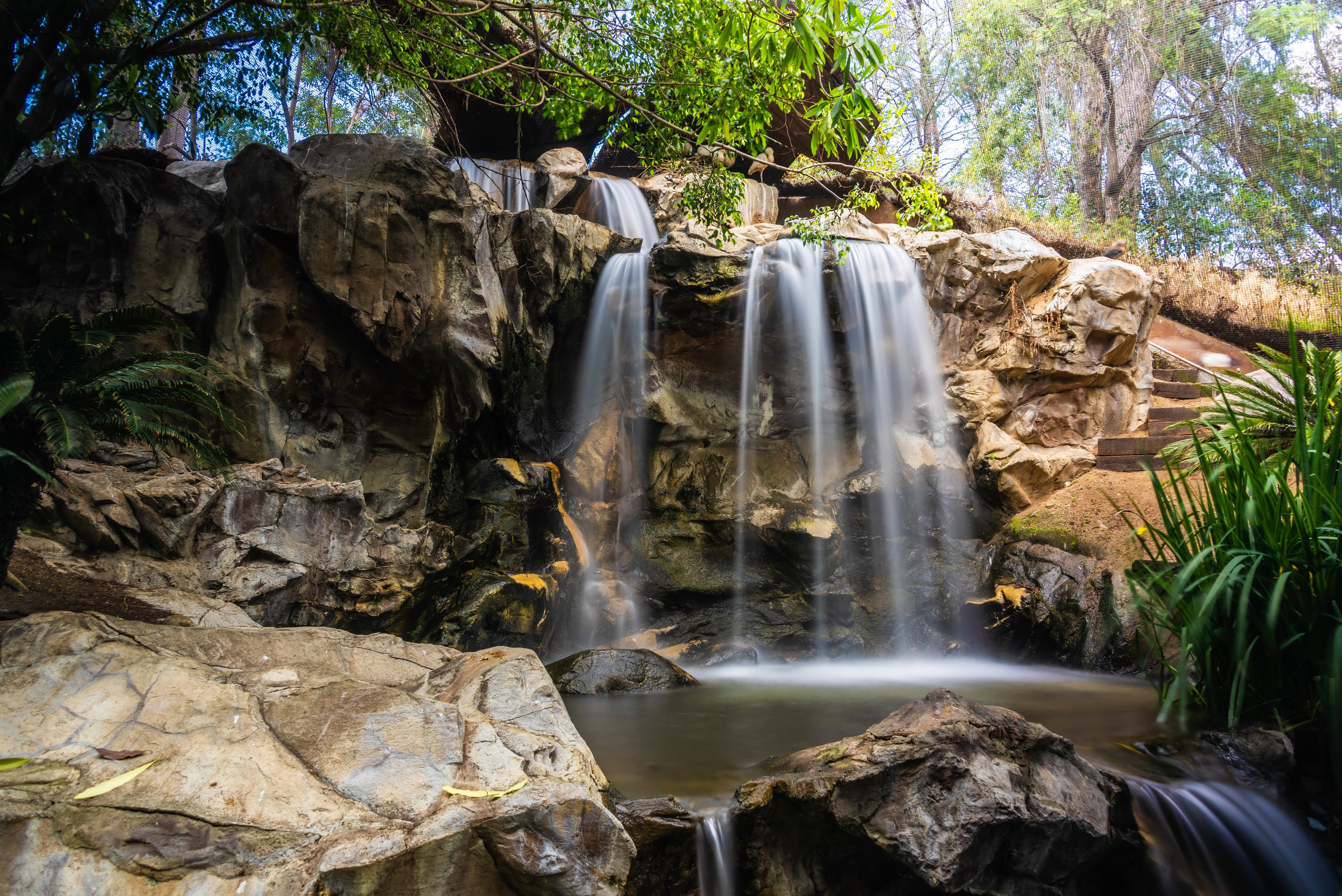 4K Waterfall at Los Angeles Zoo HD Wallpaper