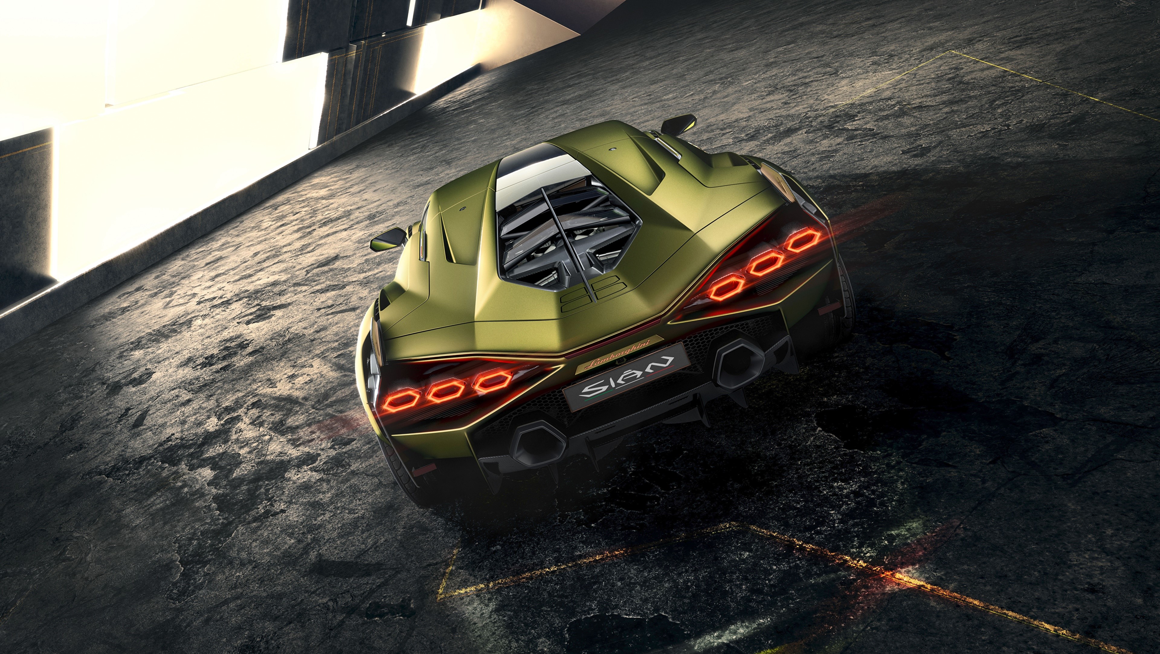 4K Lamborghini Sian Back View HD Wallpaper