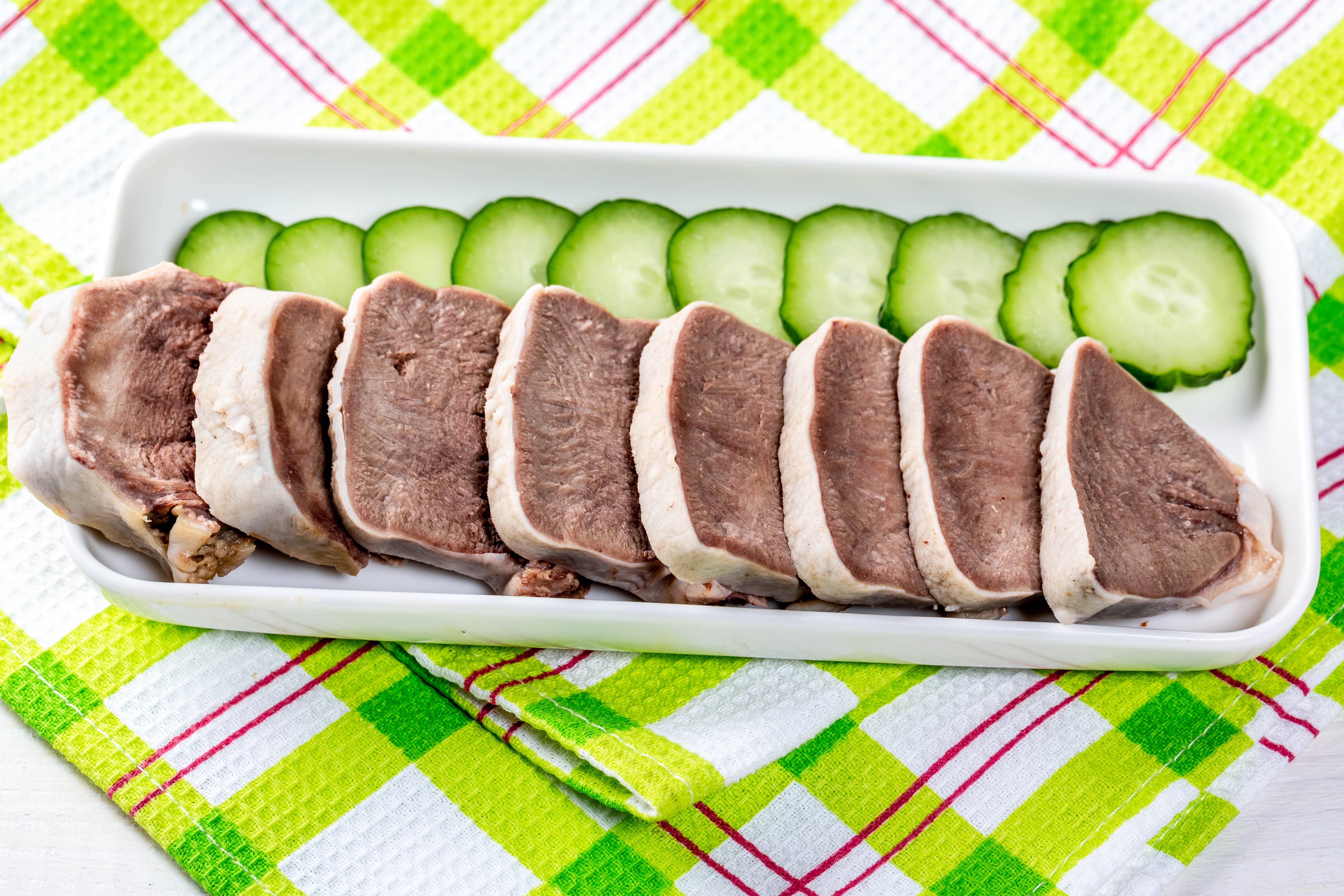 Sliced Beef Tongue with Cucumbers HD Wallpaper