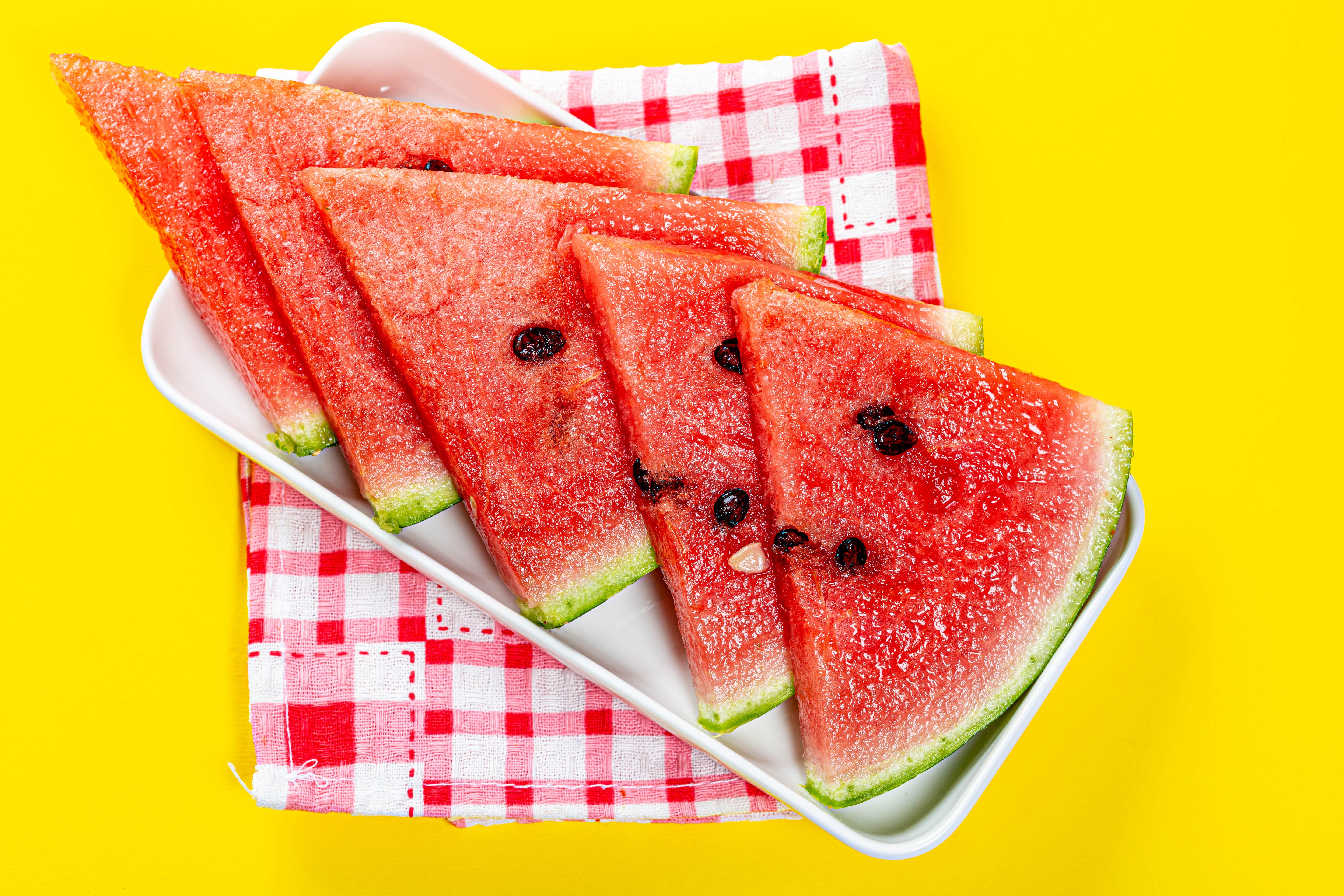 Sliced Watermelons on a Plate HD Wallpaper