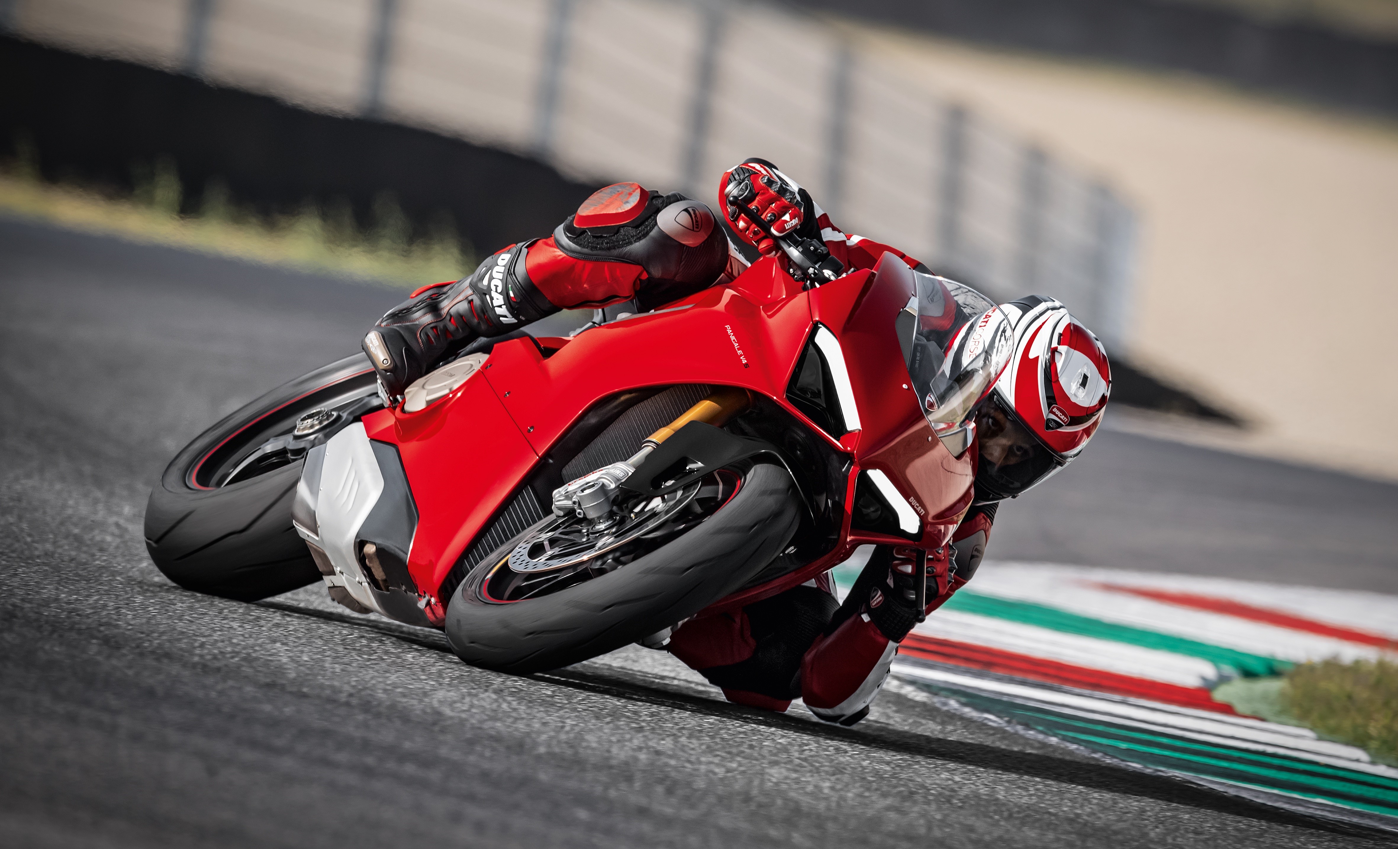 4K Red Ducati Panigale 2017 Racing on Track HD Wallpaper