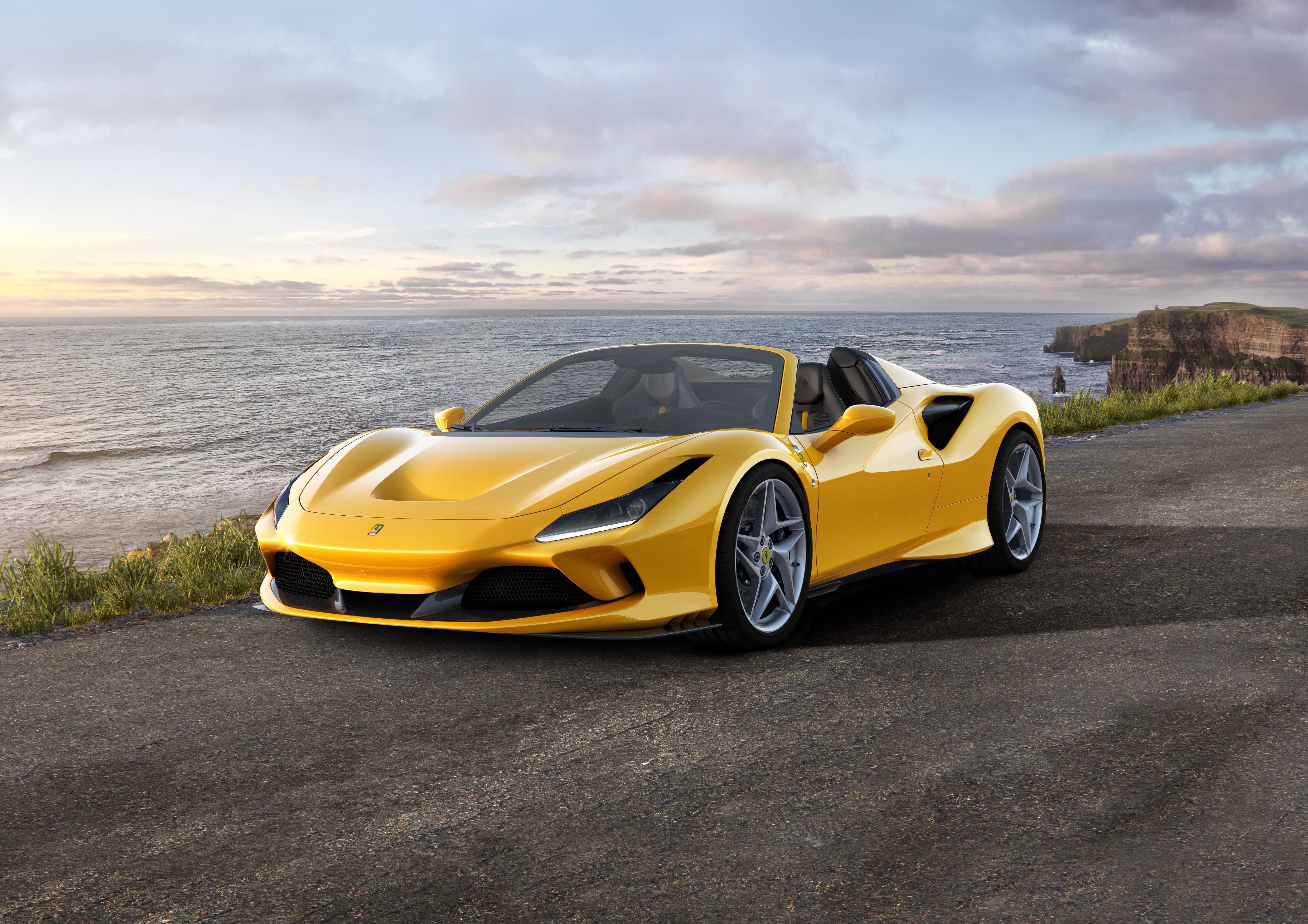 Yellow Ferrari F8 Spider Roadster HD Wallpaper