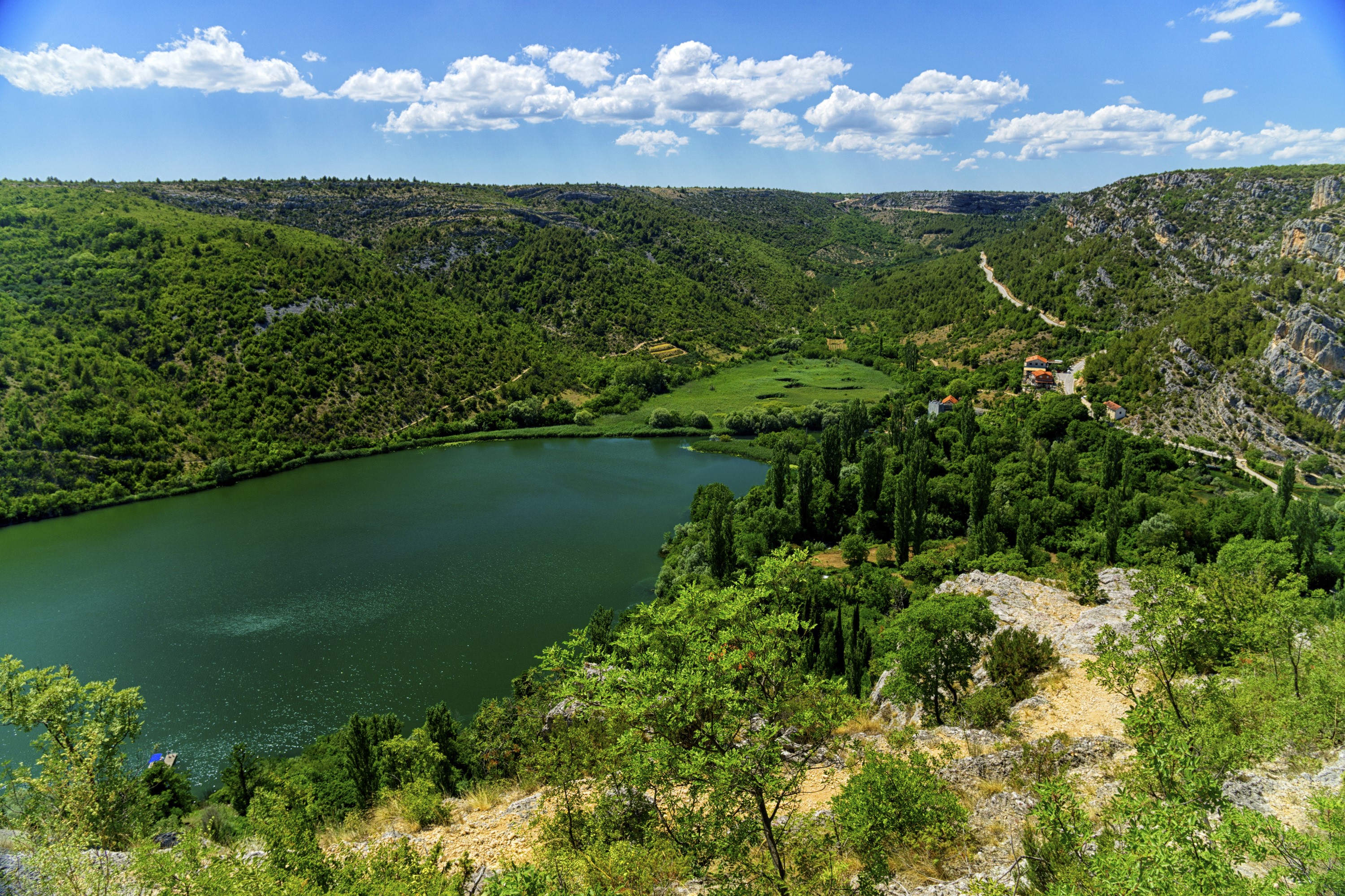 Krka National Park, Croatia, Lake and Hills HD Wallpaper