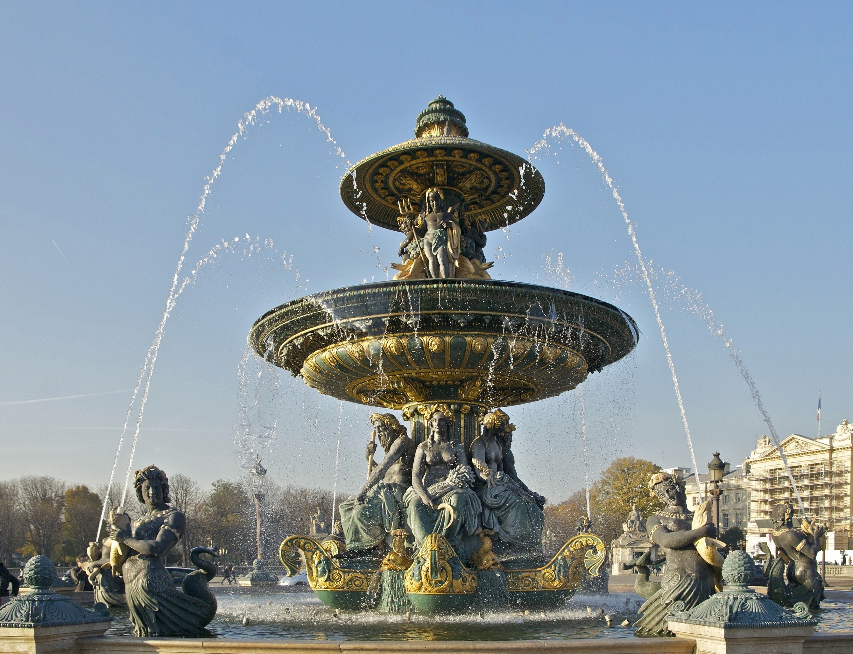 Place de la Concorde Ornate Fountain in Paris HD Wallpaper