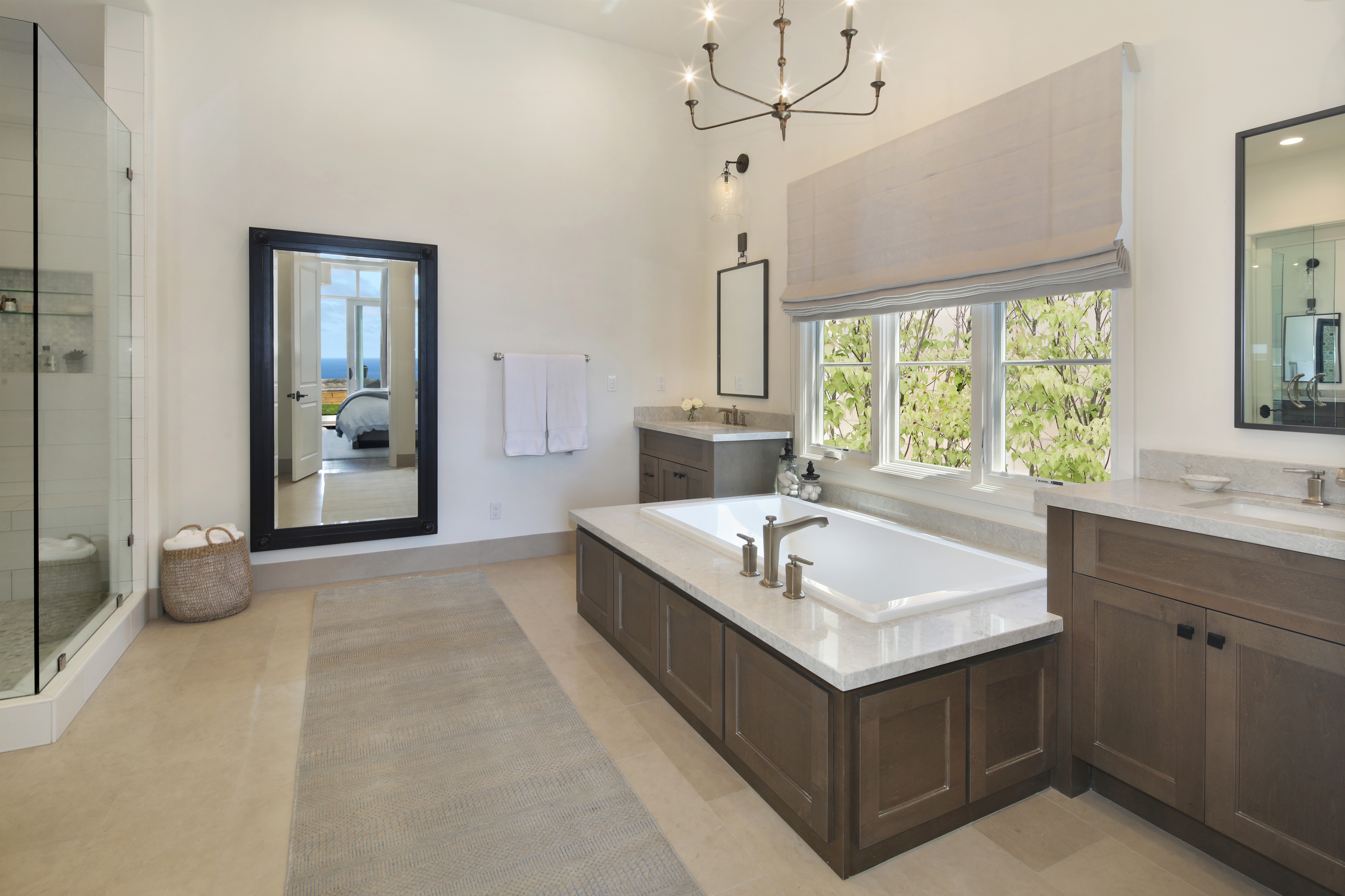 Modern Bathroom with Bathtub and Shower HD Wallpaper