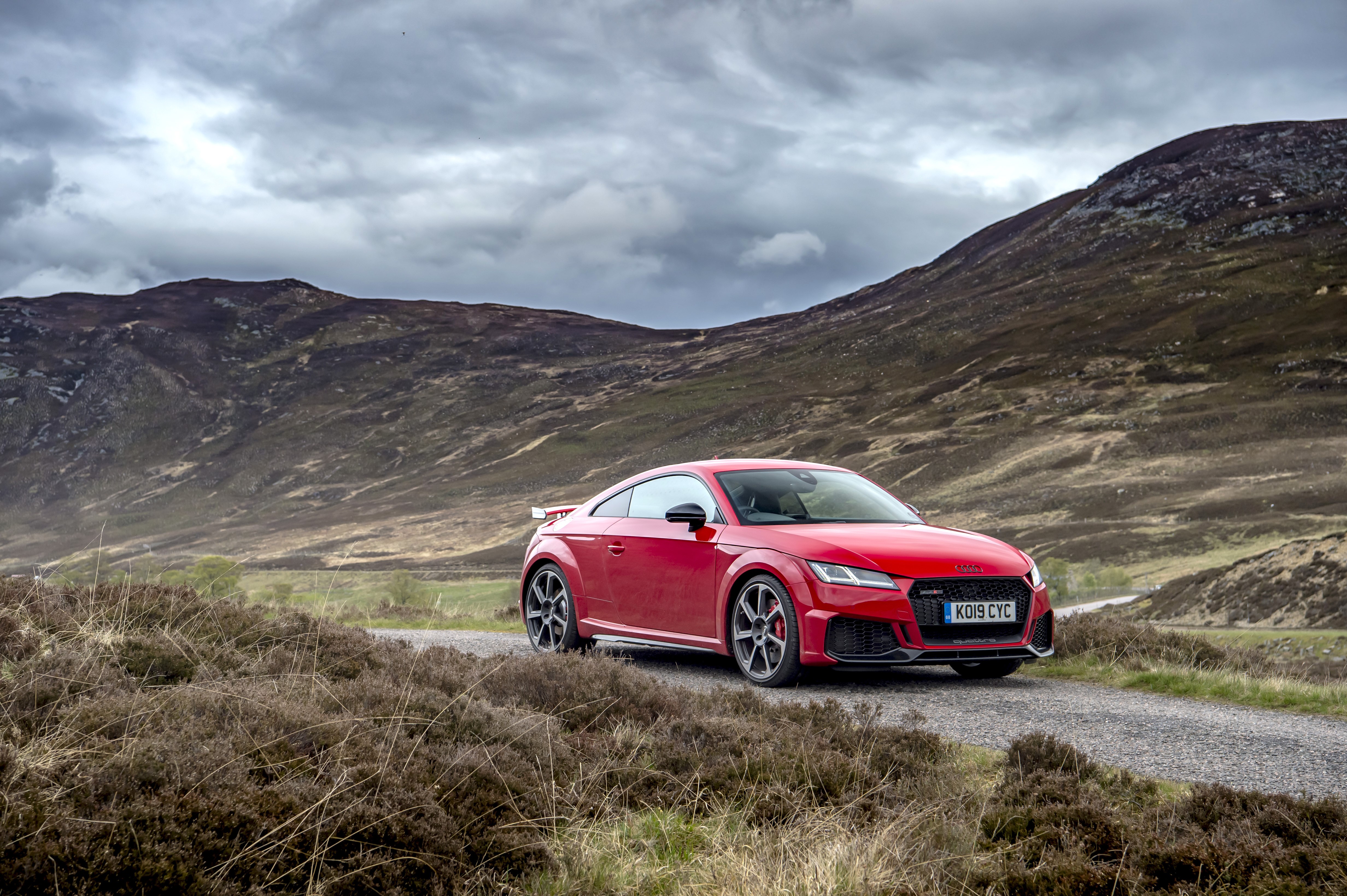 Red 2019 Audi TT RS Coupe on a Road HD Wallpaper