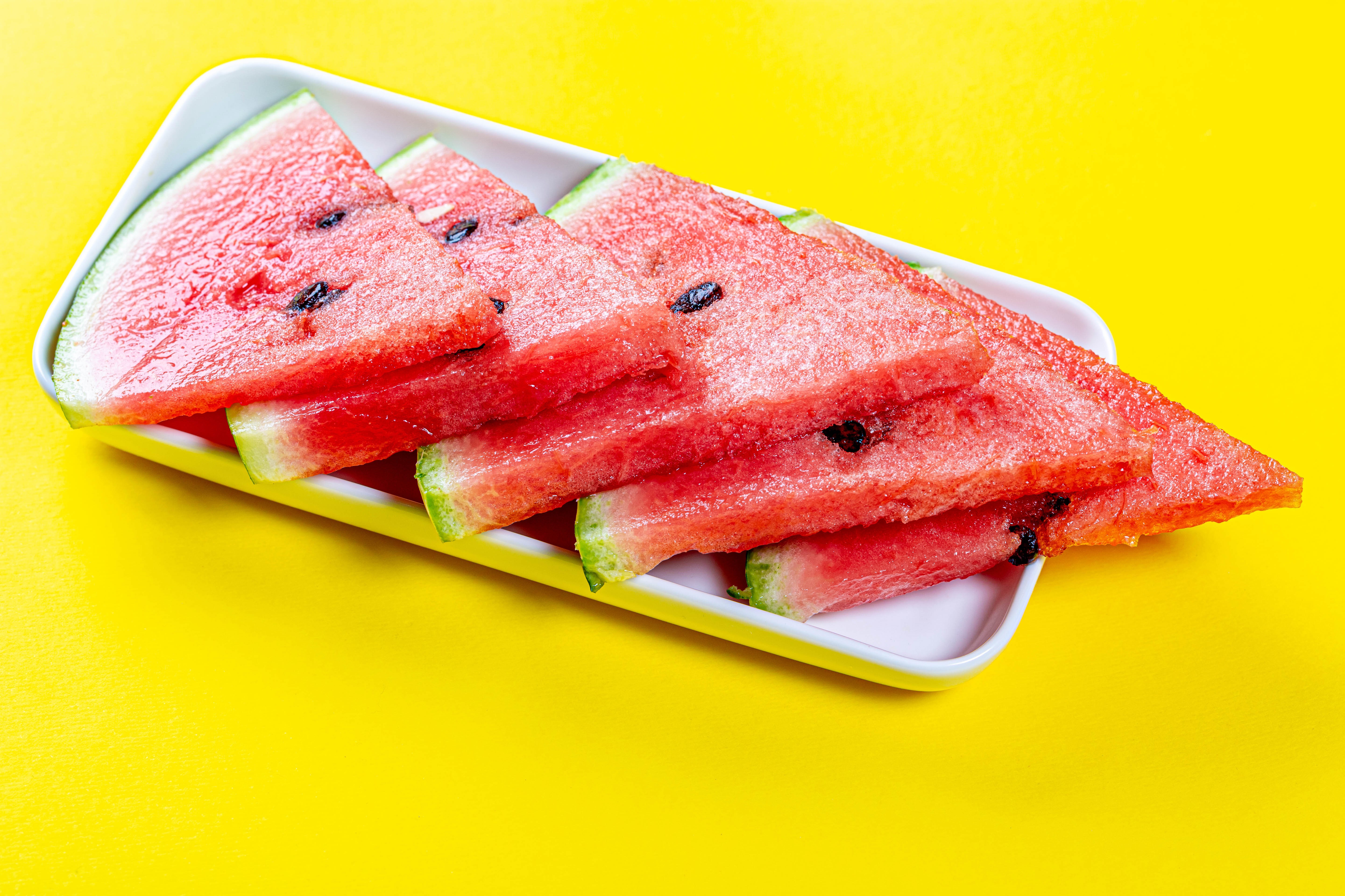 Watermelon slices on a plate HD Wallpaper
