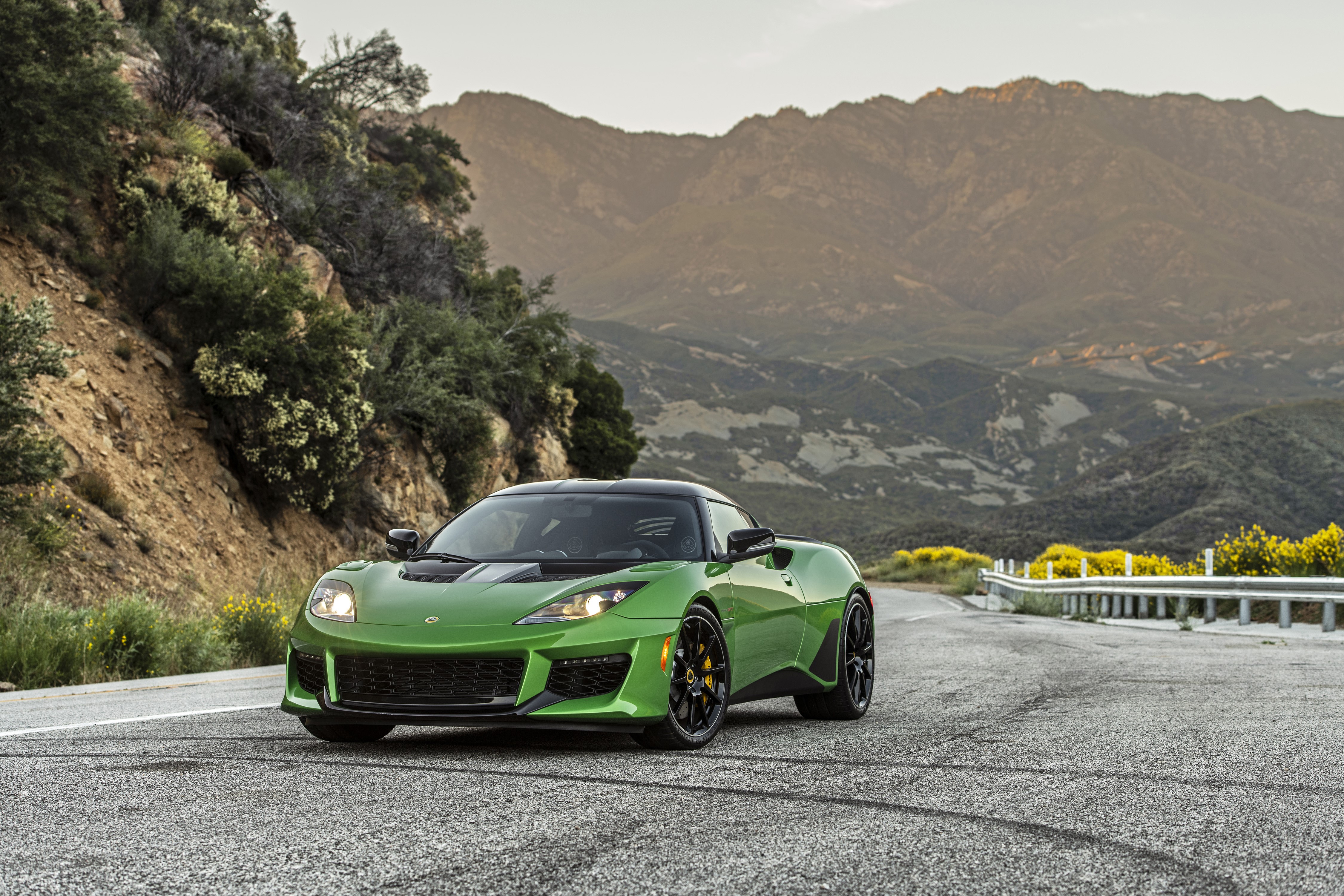 Green 2020 Lotus Evora GT on a Mountain Road HD Wallpaper