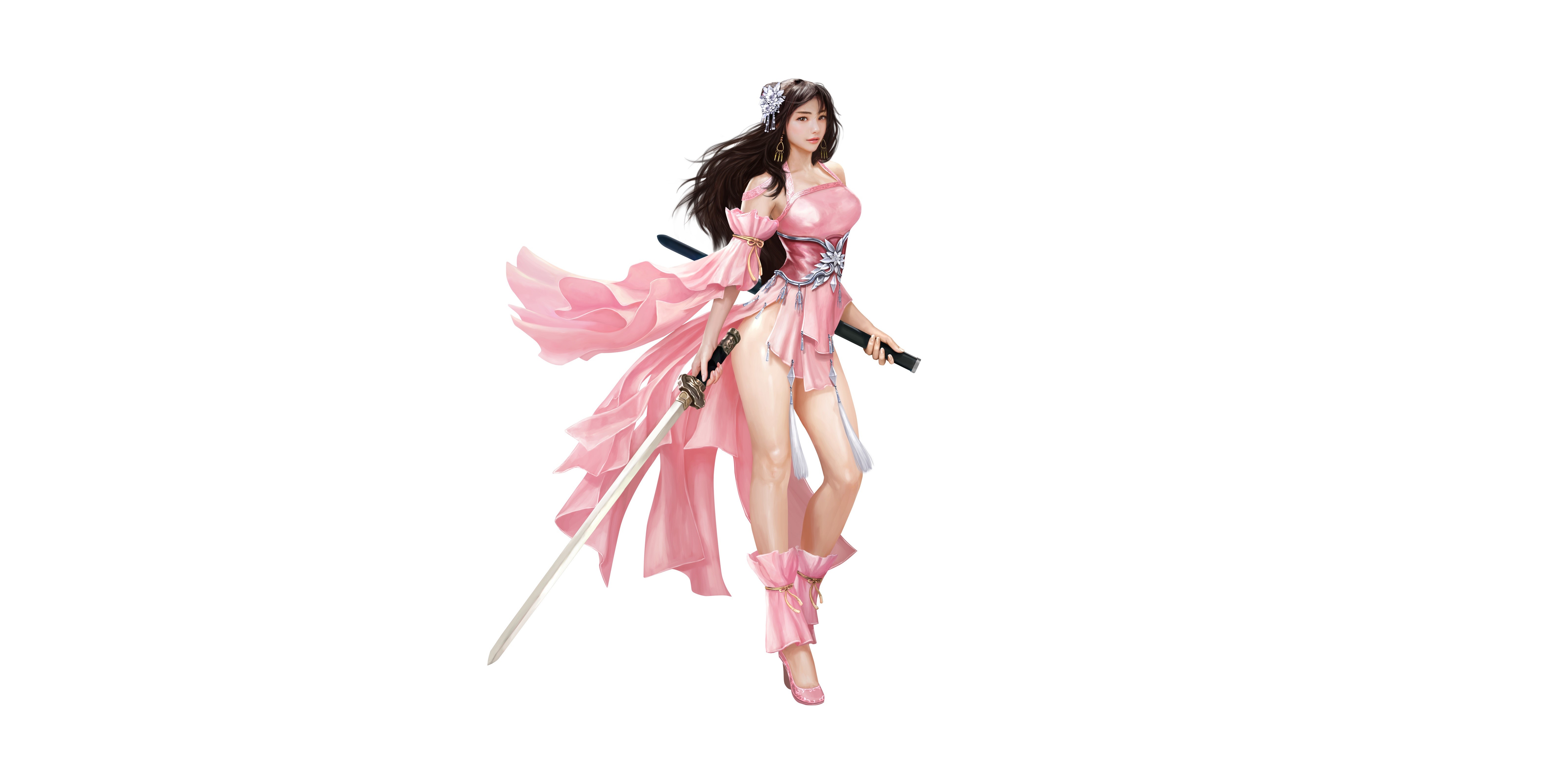 Clan Shadow of the Moon Warrior in Pink Dress 4K HD Wallpaper