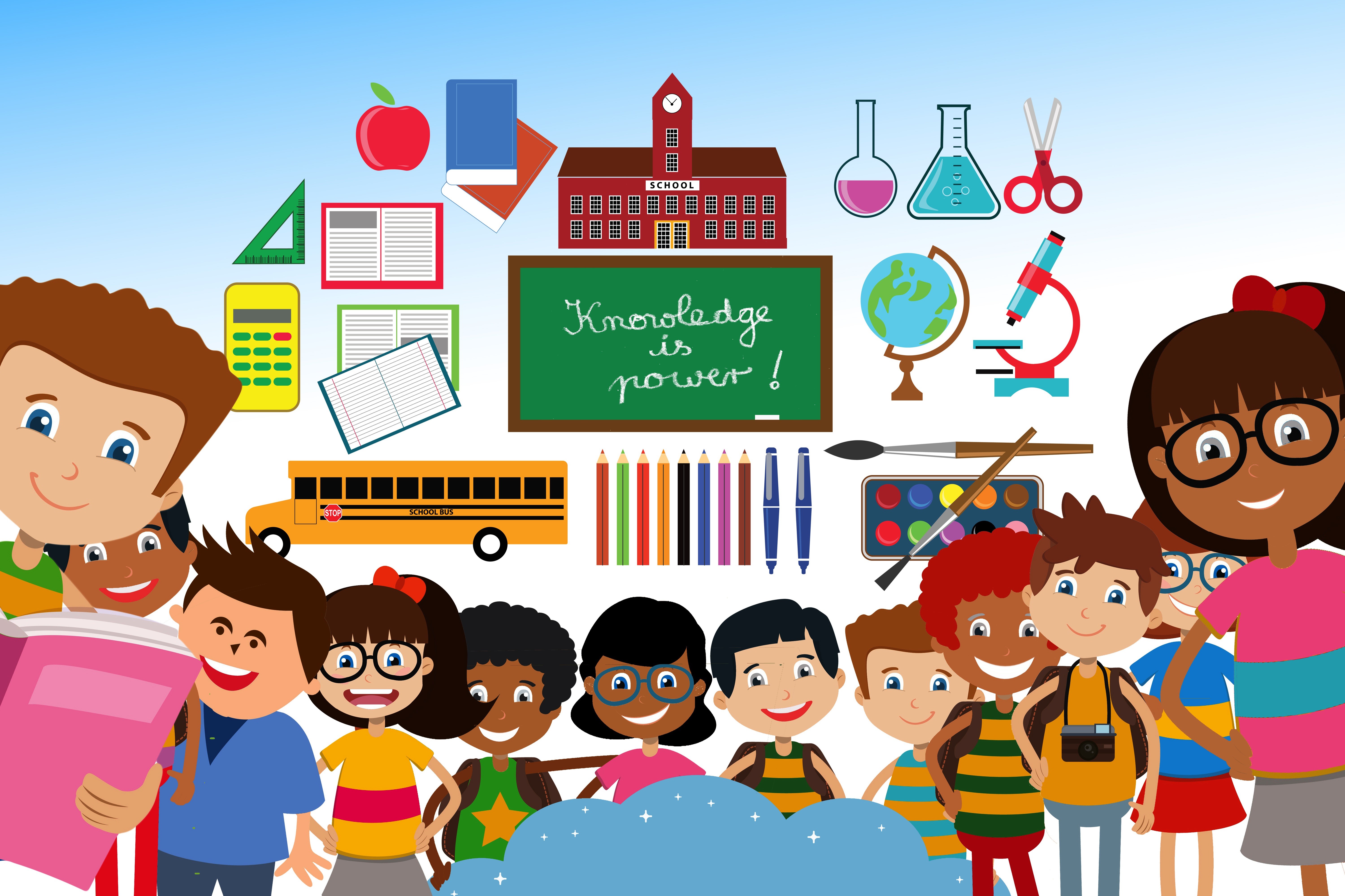 Children and School Supplies HD Wallpaper