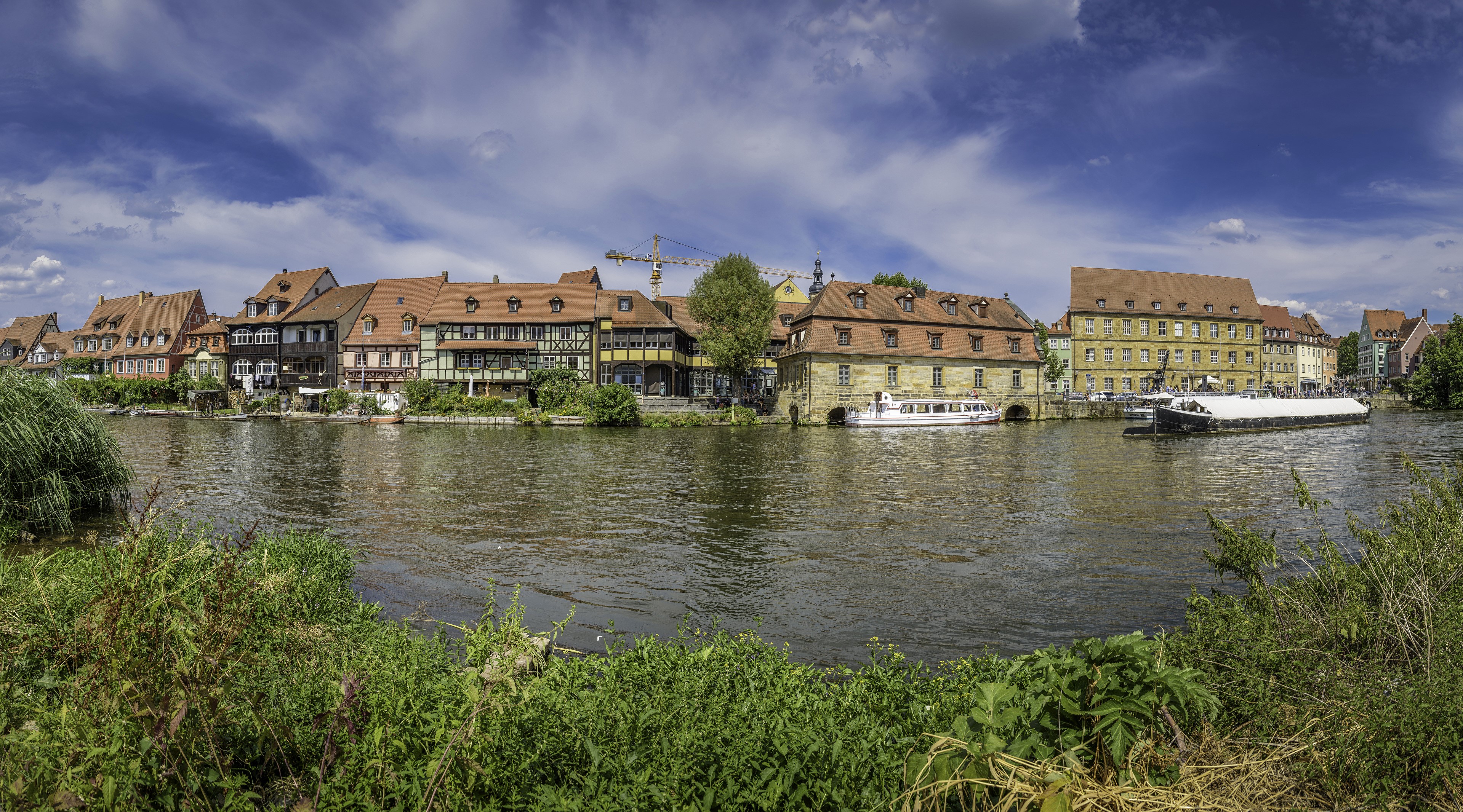 4K Bamberg Germany Houses River Marinas Riverboat HD Wallpaper