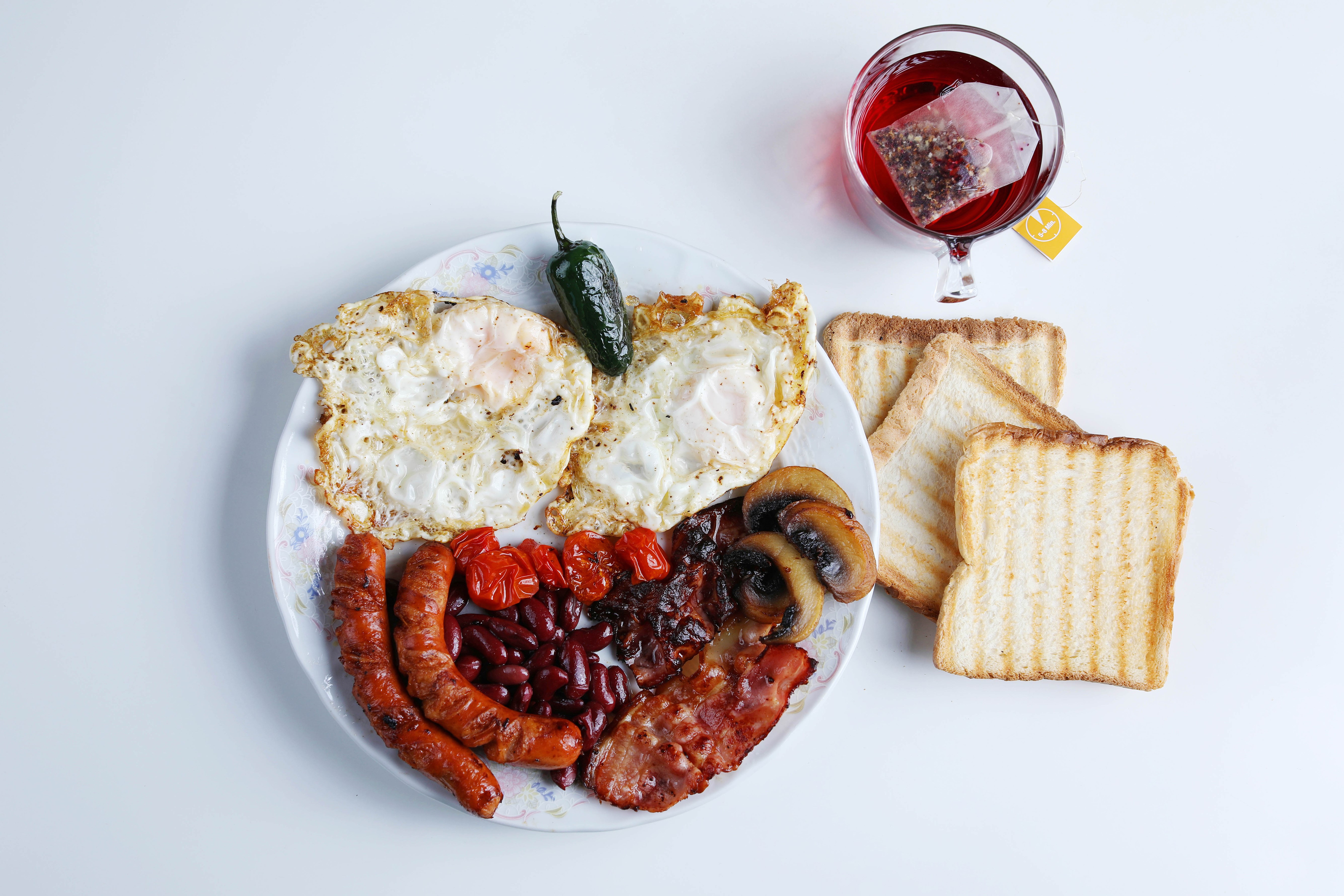 Full English Breakfast with Tea and Toast HD Wallpaper