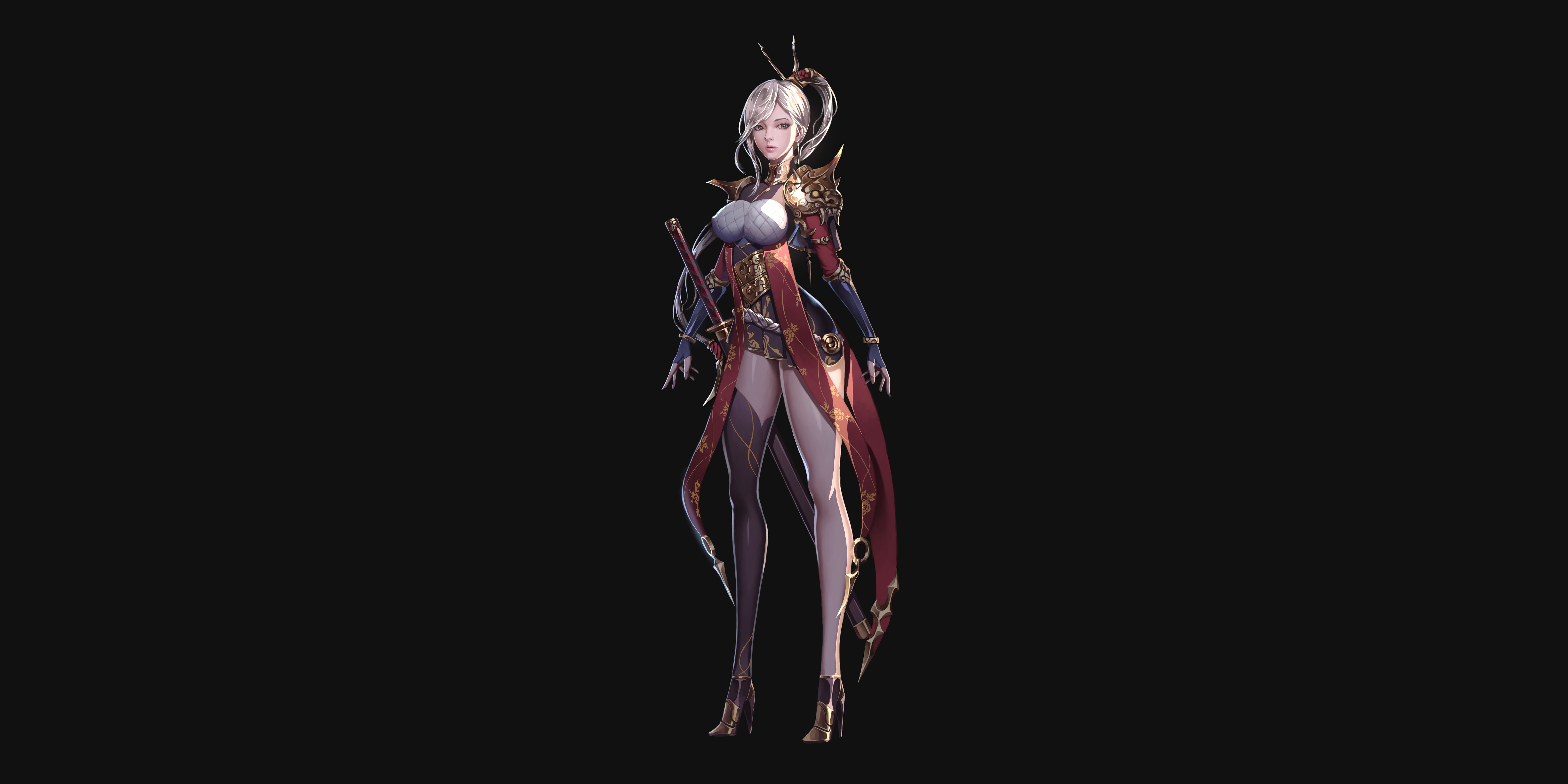 4K Blonde woman with sword by Jang Won Park HD Wallpaper