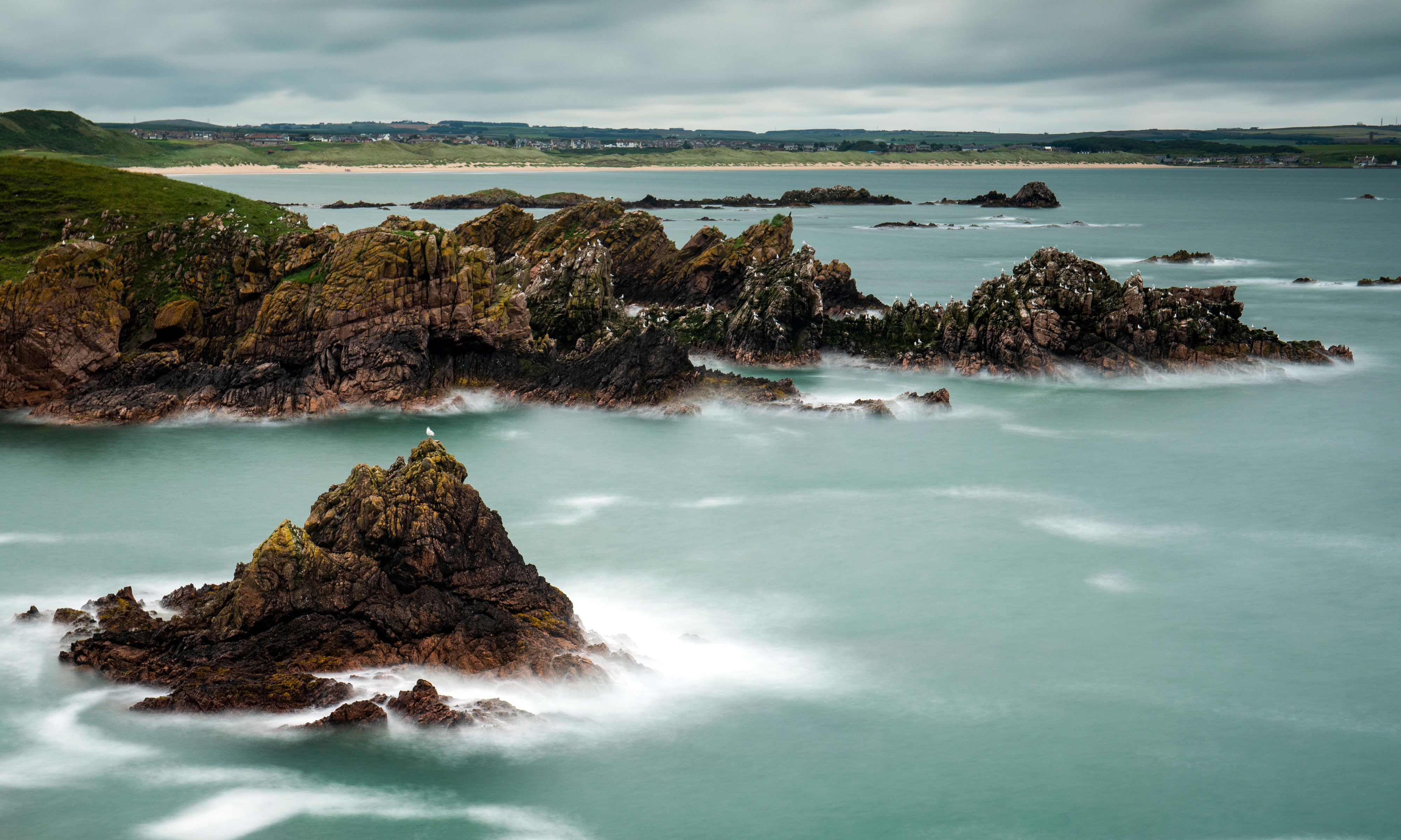 Cruden Bay Aberdeenshire Scotland Coastline with Rocks HD Wallpaper