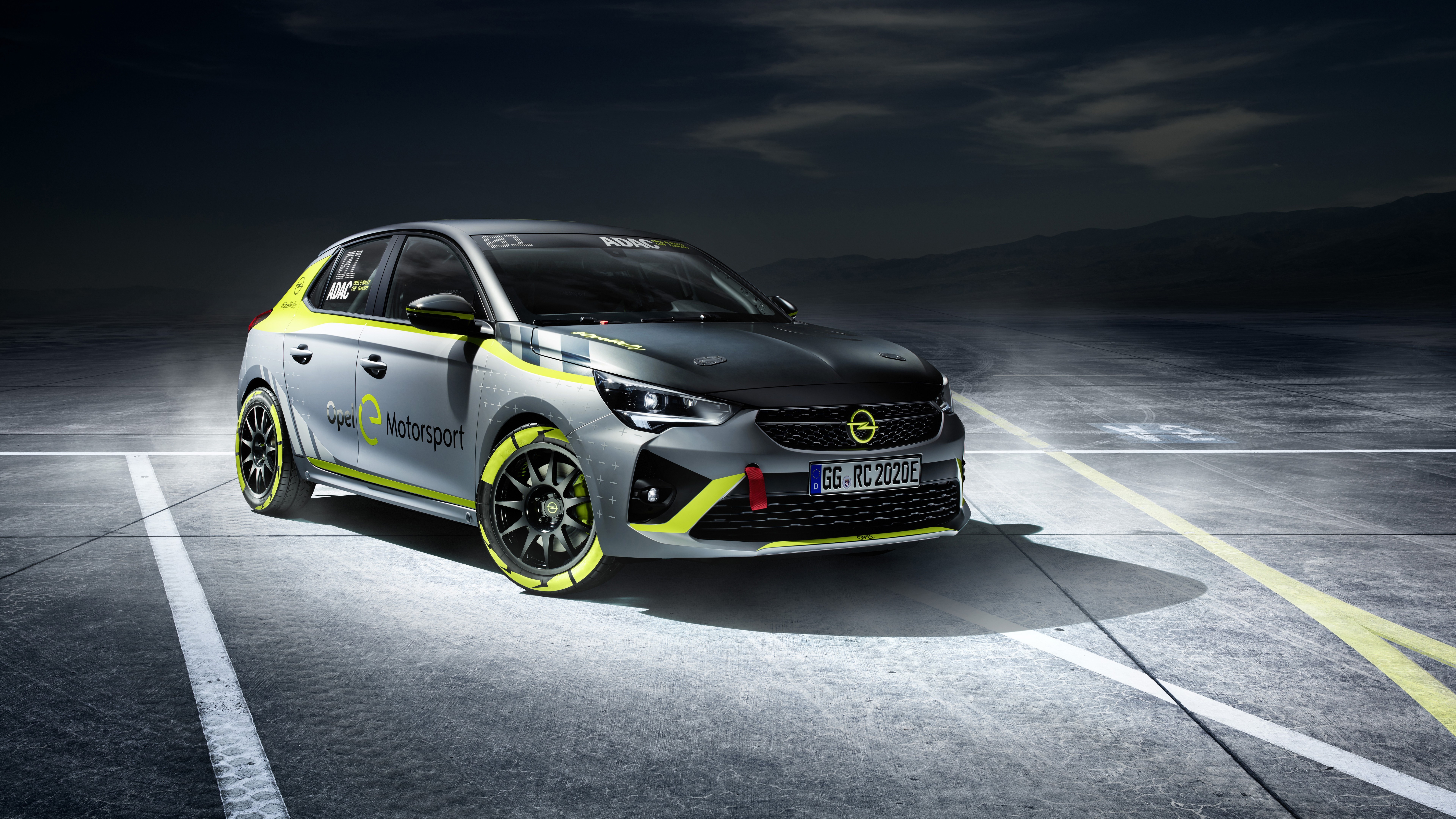 Opel Corsa-e Rally car on a track HD Wallpaper