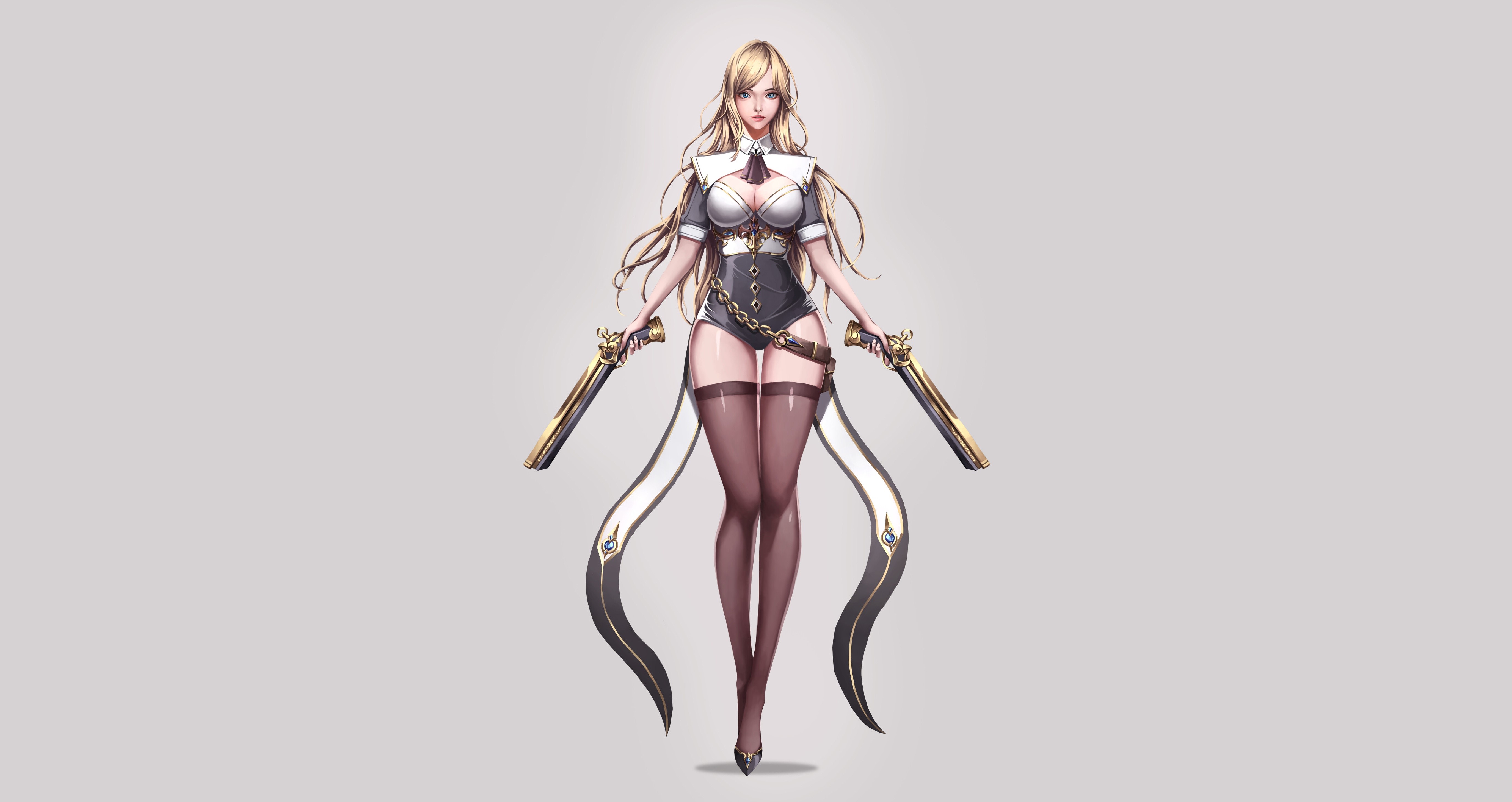 Blonde woman with pistols by Jang Won Park HD Wallpaper