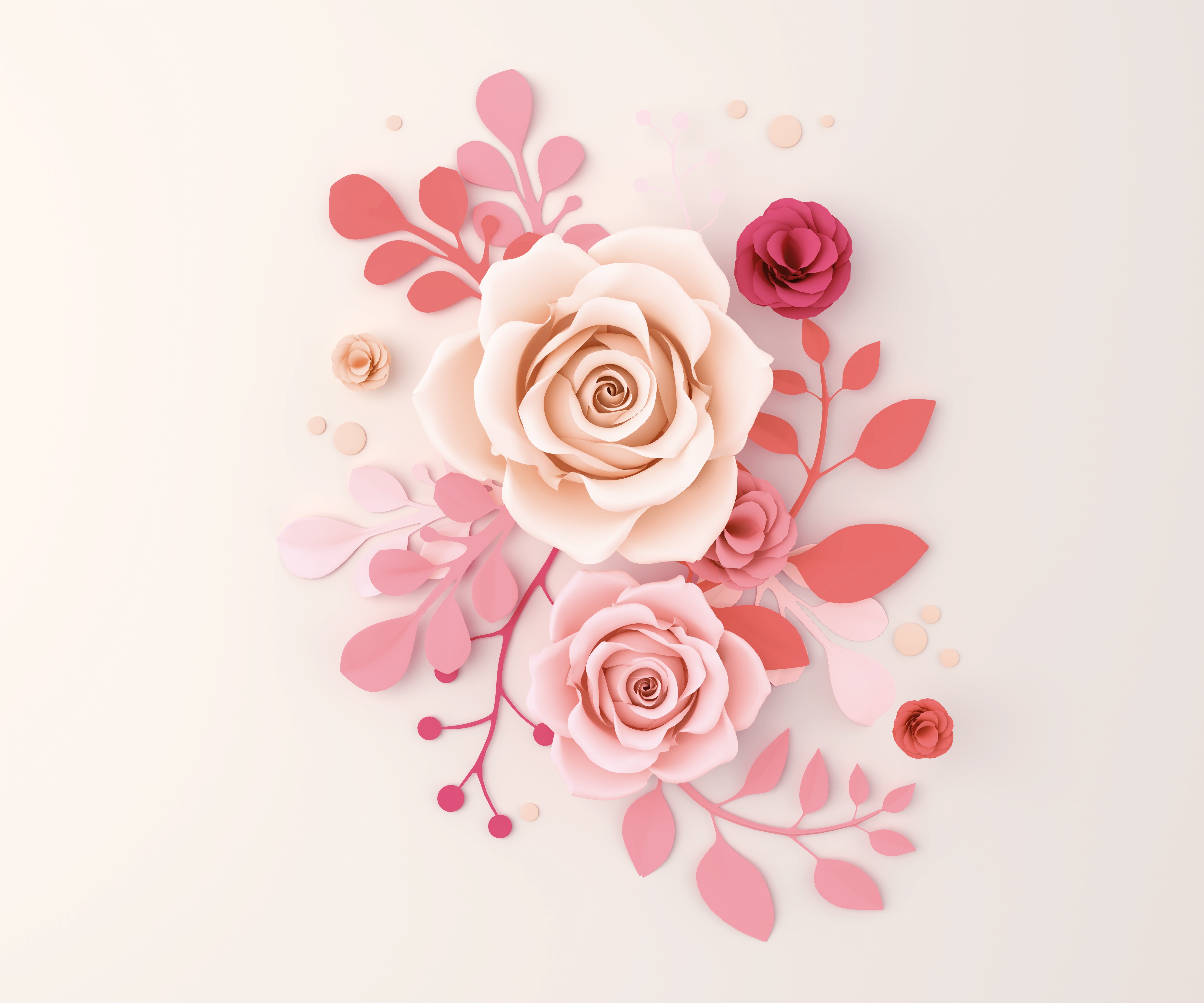 Paper Roses and Branches HD Wallpaper