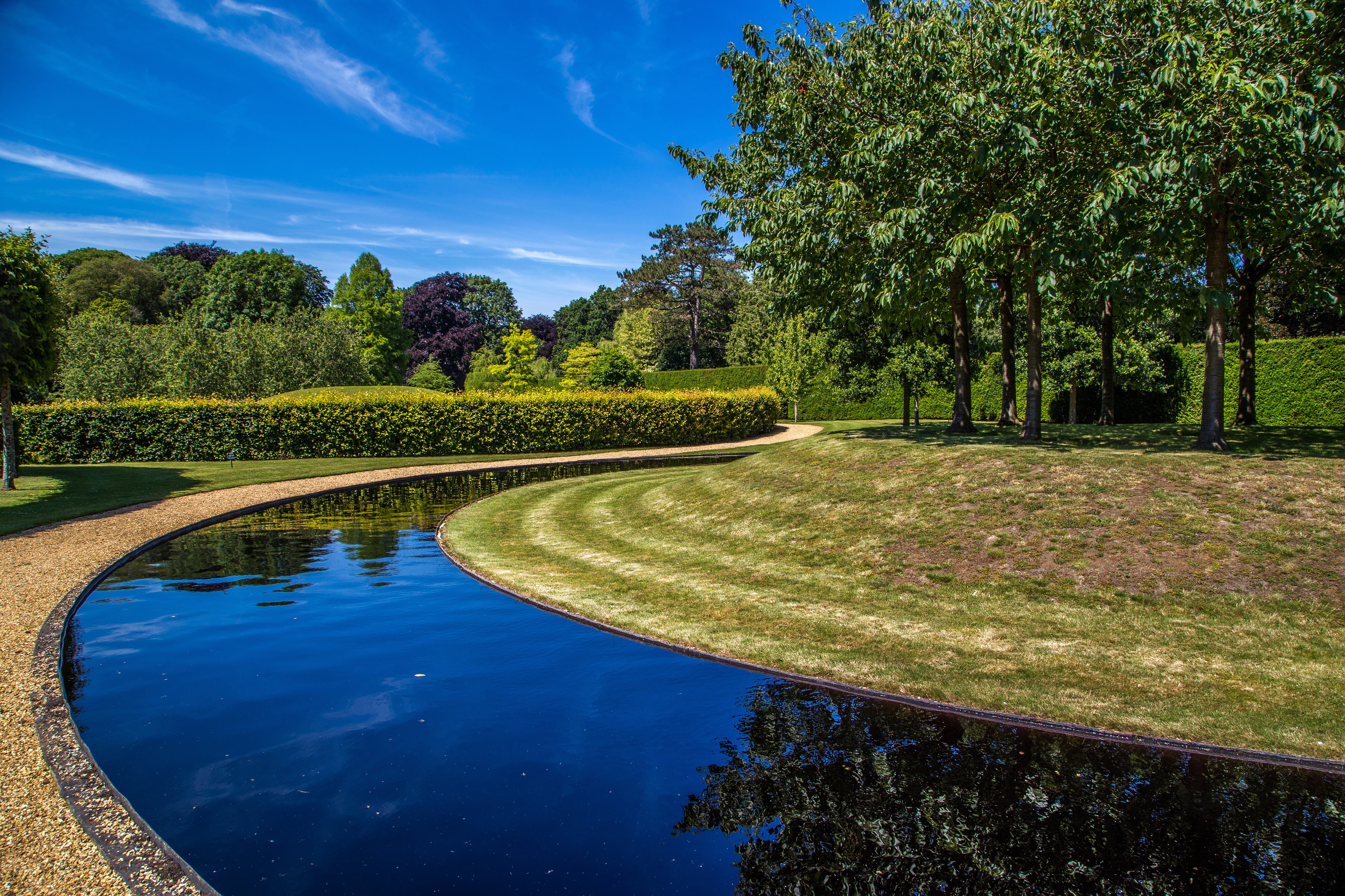 Ascott House Gardens Buckinghamshire England Canal Trees HD Wallpaper