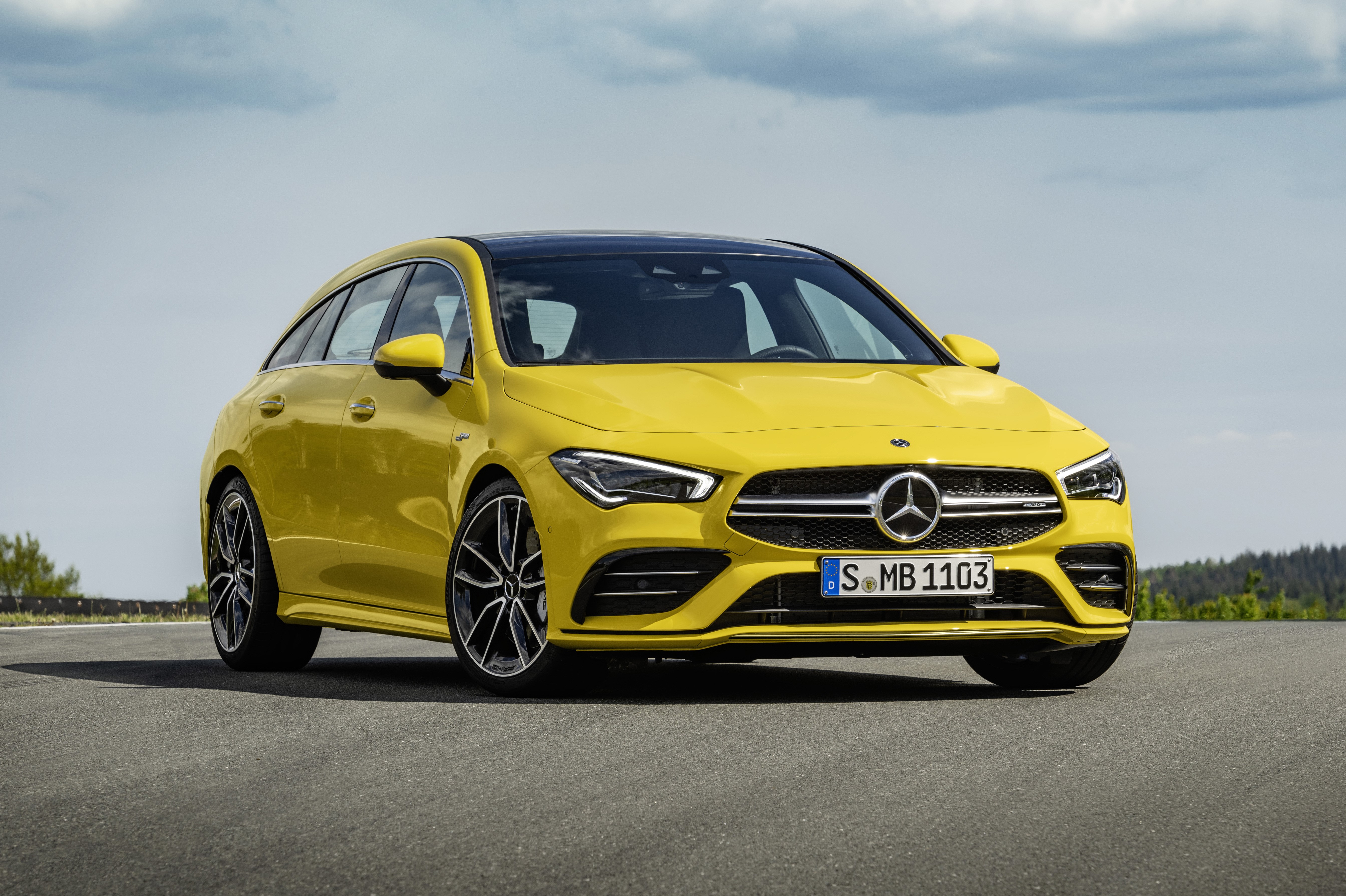 Yellow Mercedes-Benz AMG CLA 35 4MATIC Shooting Brake HD Wallpaper