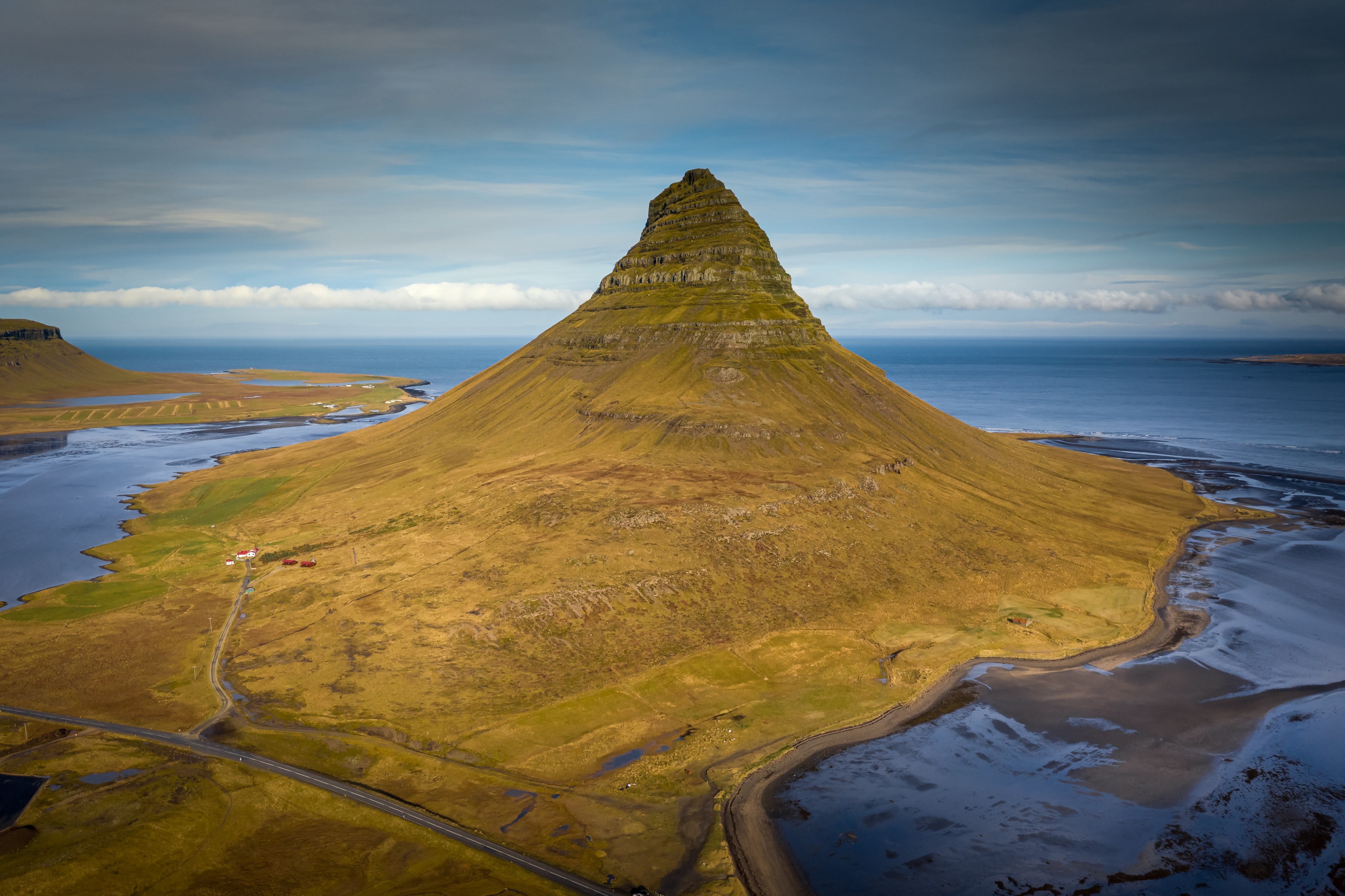 4K Kirkjufell Mountain in Iceland from Above HD Wallpaper