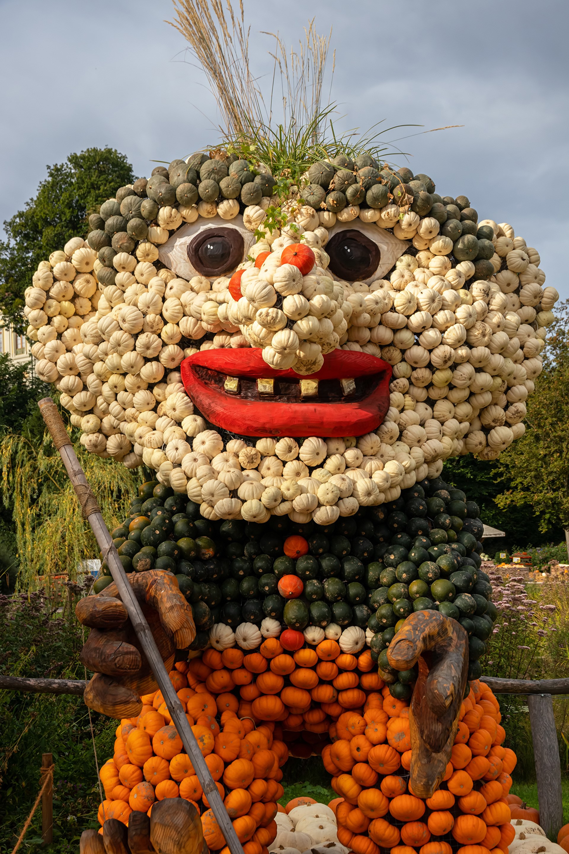 Pumpkin Sculpture of an Old Man at Ludwigsburg Pumpkin Festival HD Phone Wallpaper
