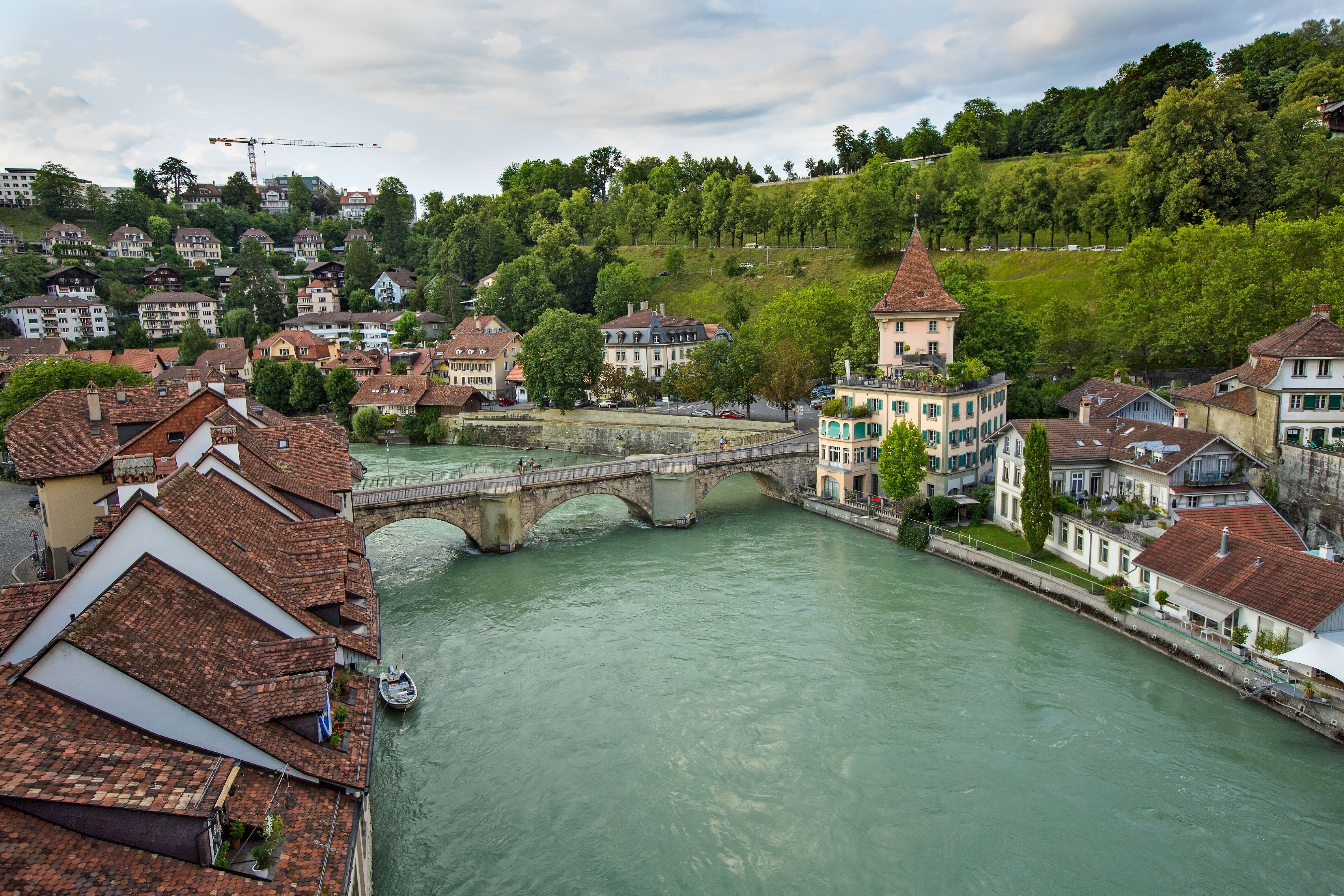 Bern, Switzerland: River and Old Town Architecture HD Wallpaper