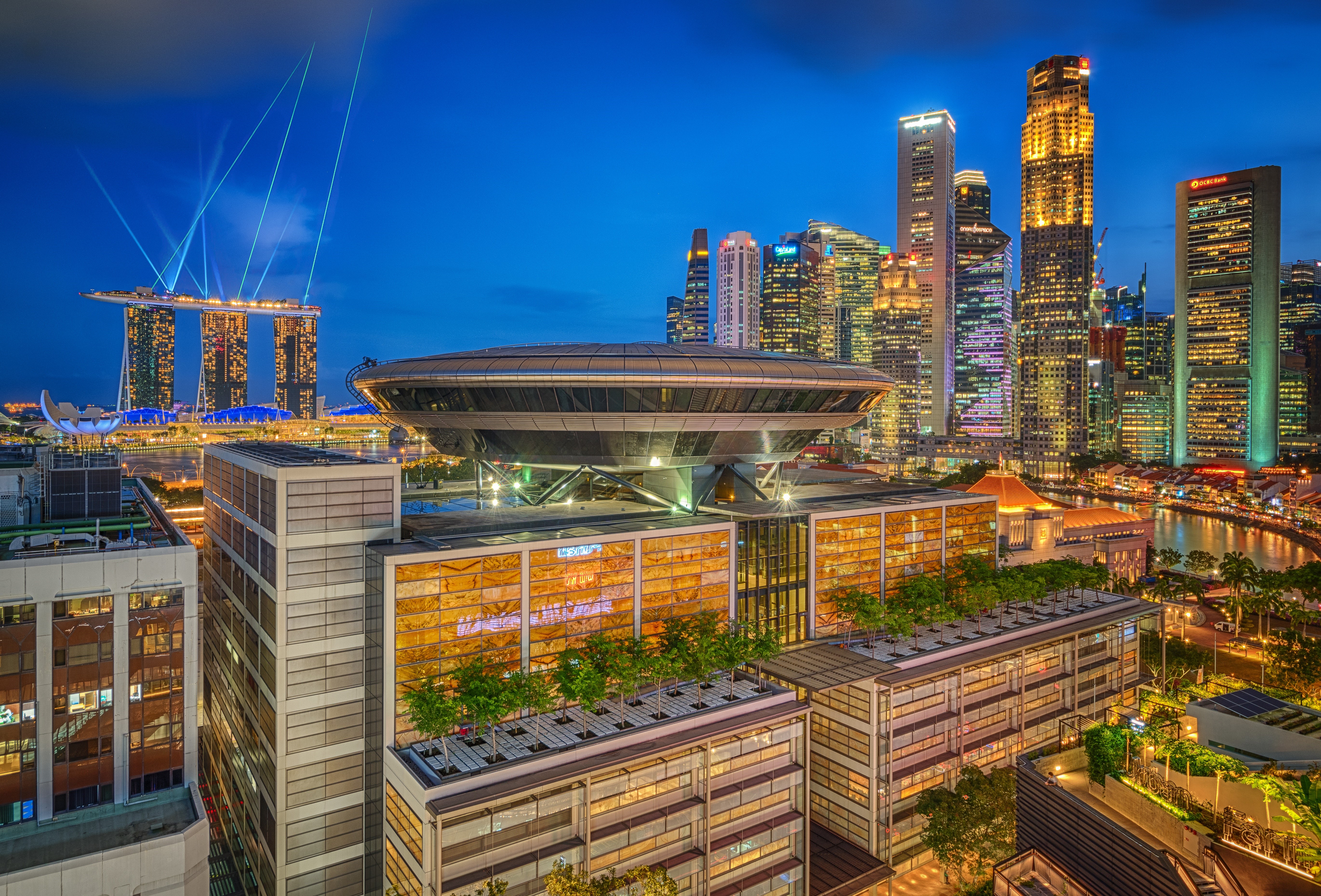 Singapore Skyline at Night with Marina Bay Sands HD Wallpaper