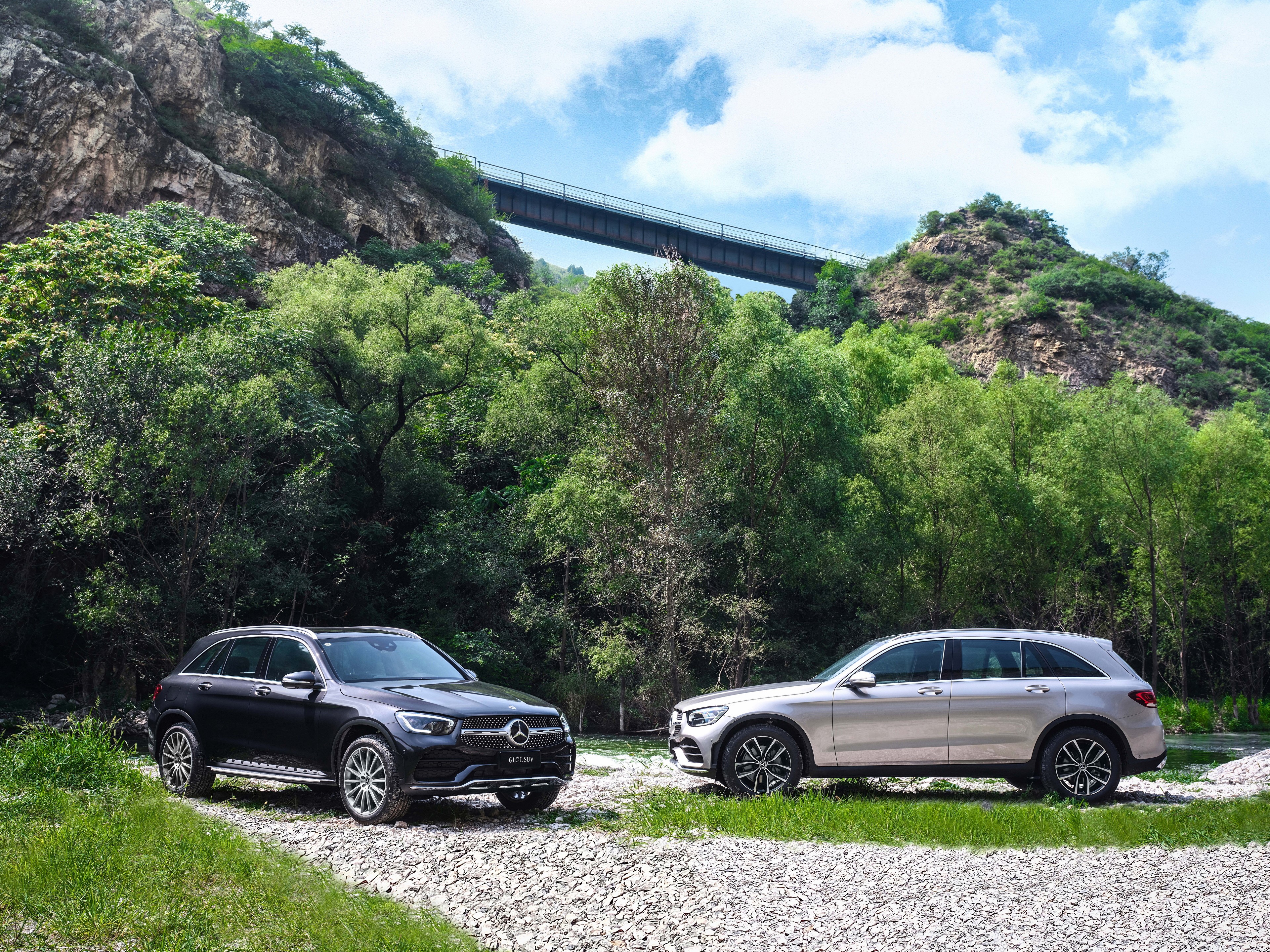 Two Mercedes-Benz GLC 300 L 4MATIC AMG Line Crossovers HD Wallpaper