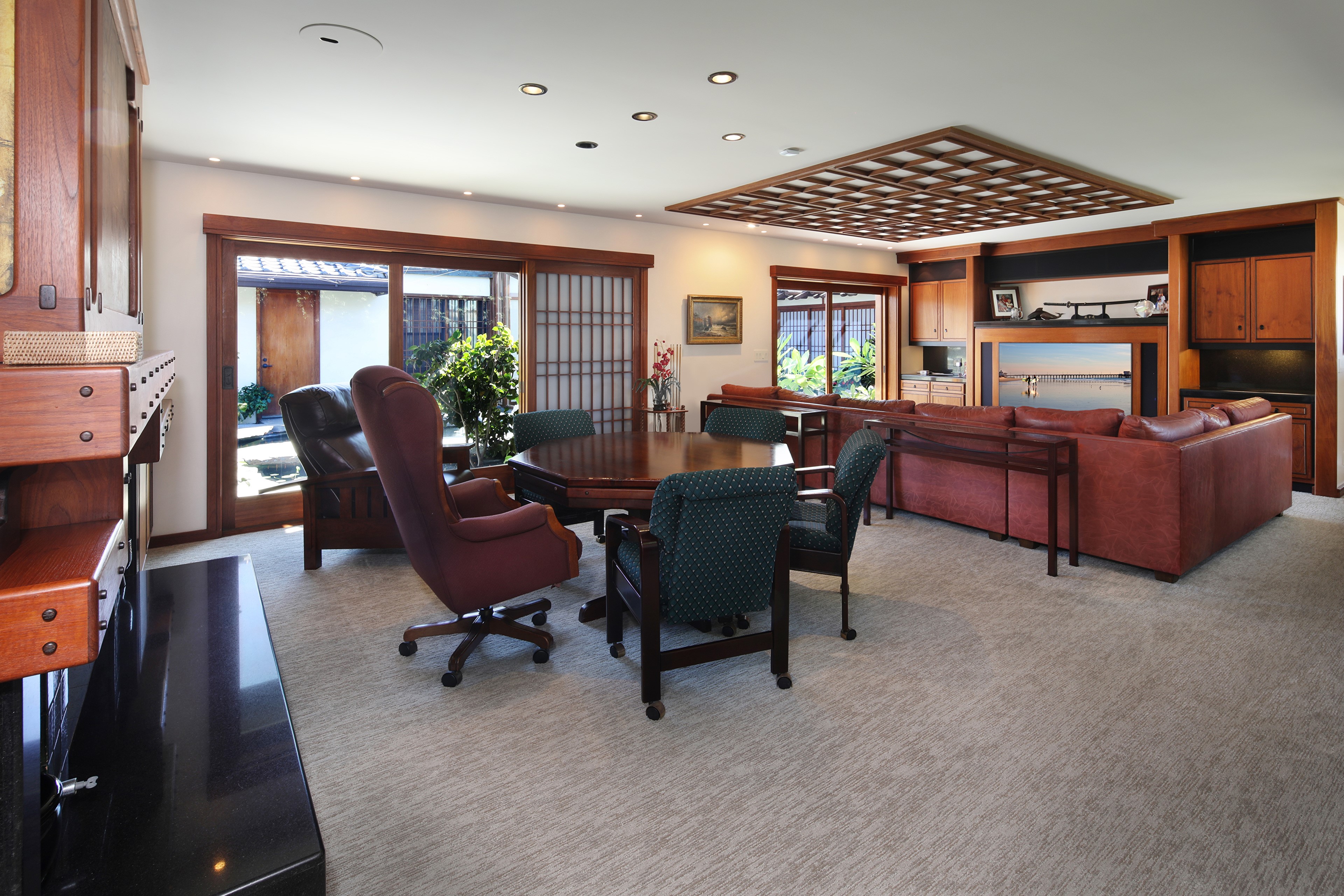 Living room with table, chairs, and sofa HD Wallpaper
