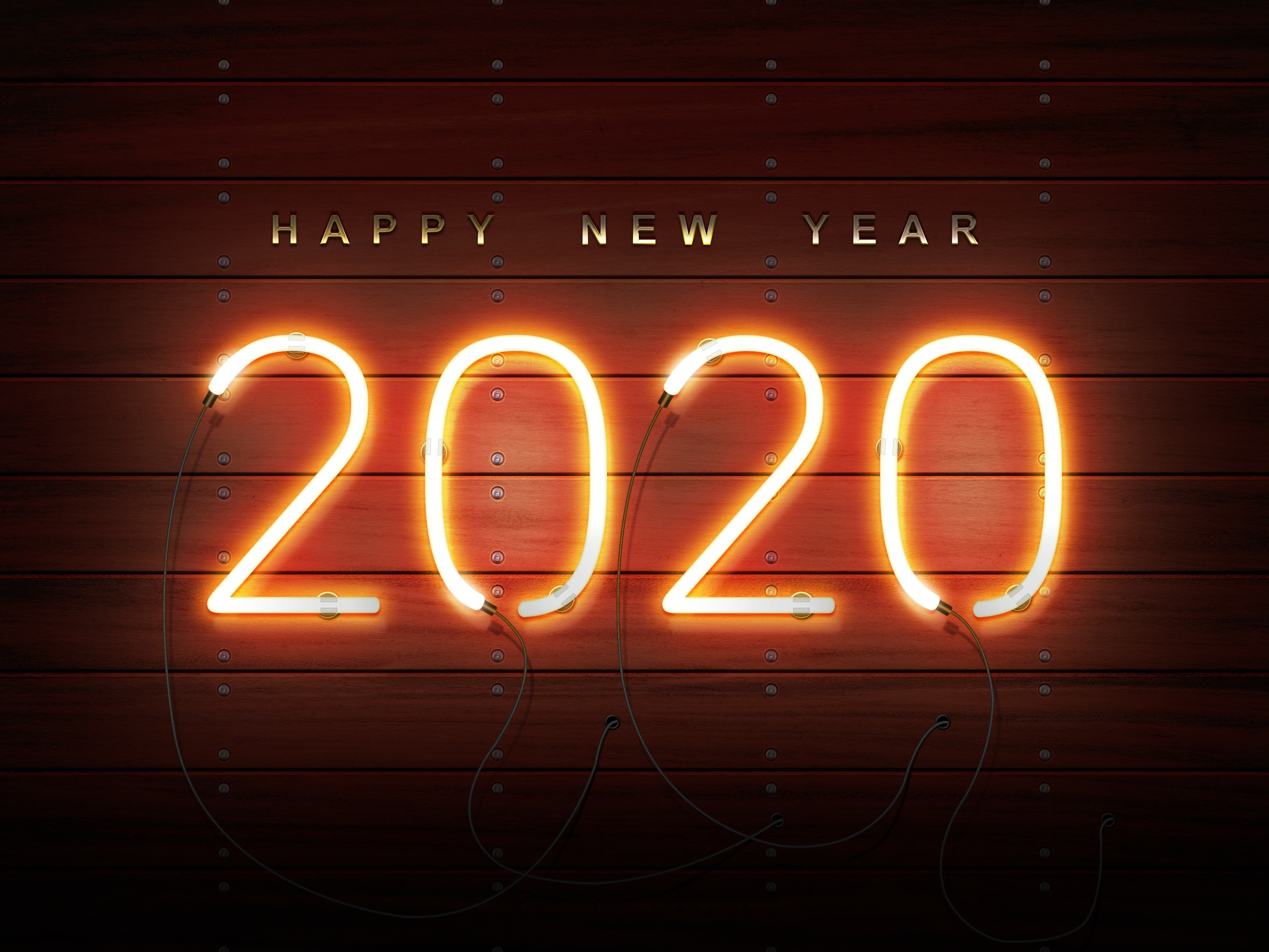 Happy New Year 2020 Neon Sign HD Wallpaper