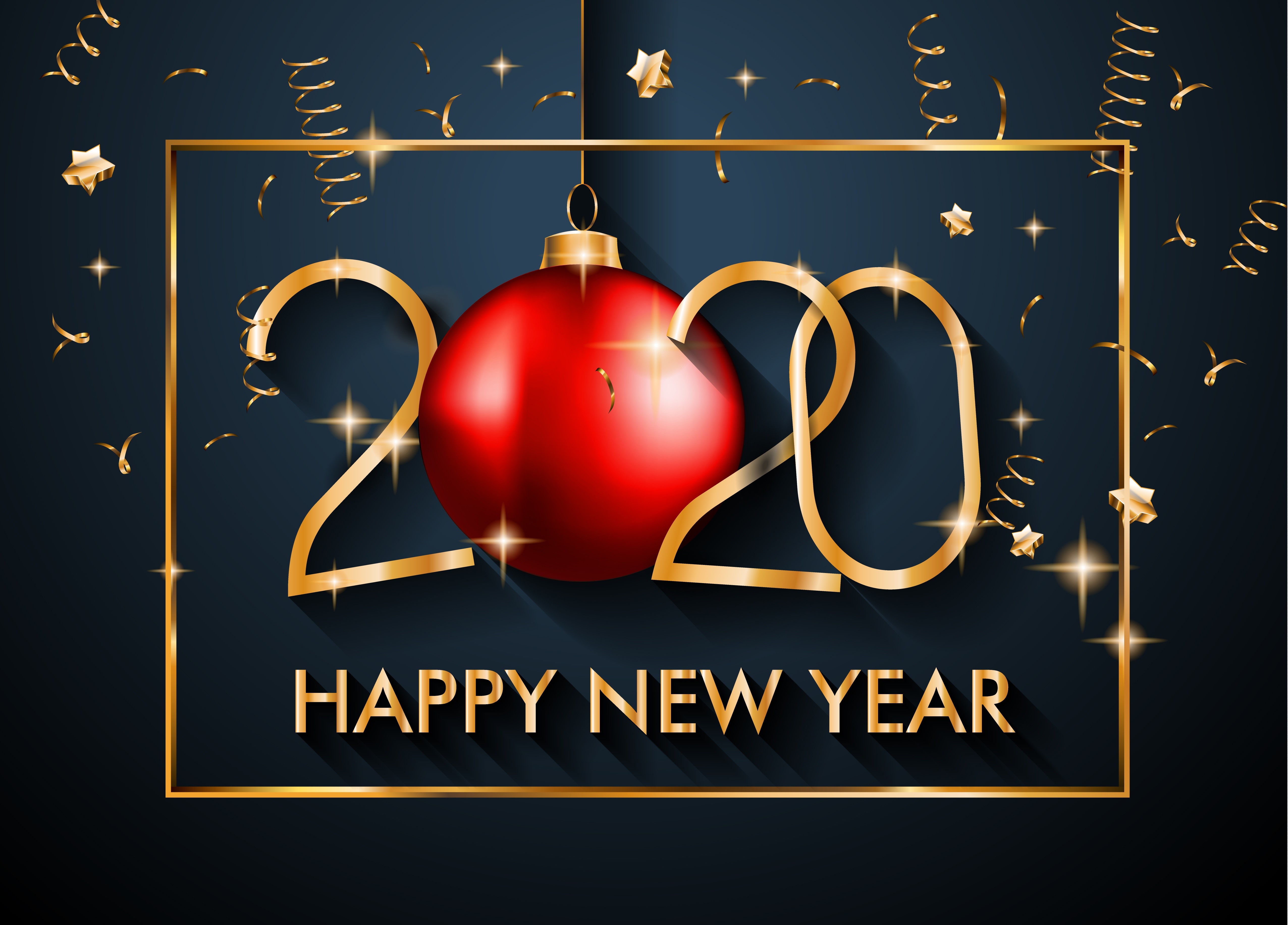 Happy New Year 2020 Christmas Ball HD Wallpaper