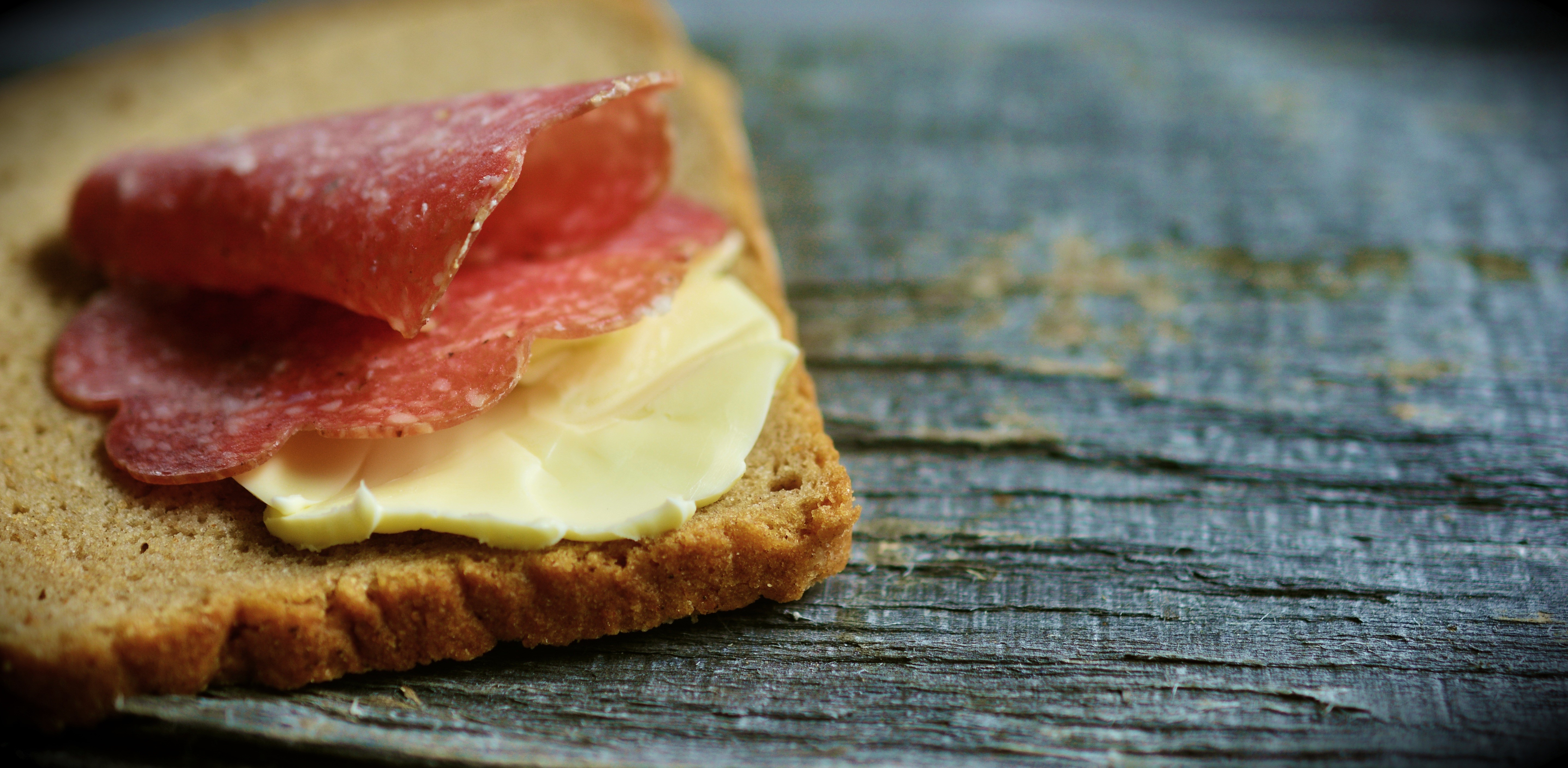 Bread with Salami and Butter HD Wallpaper