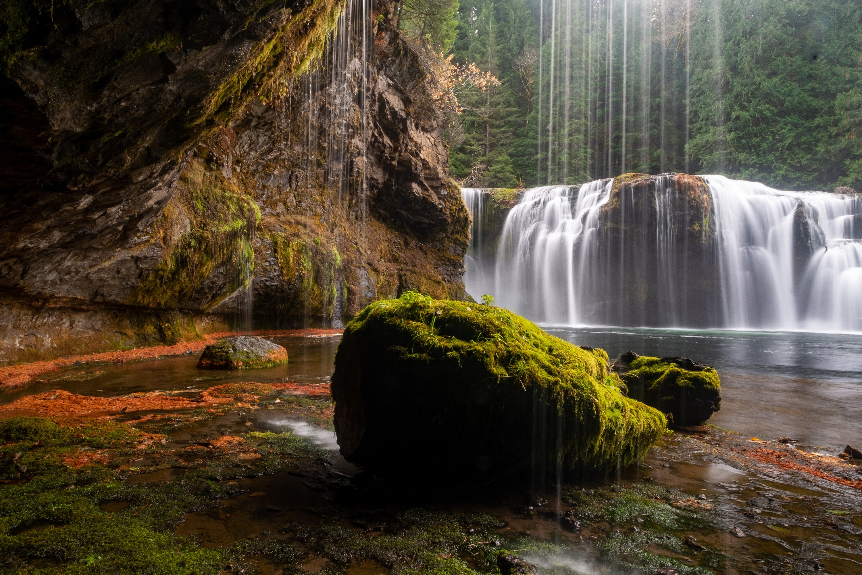 Gifford Pinchot National Forest Waterfalls and Mossy Stones HD Wallpaper